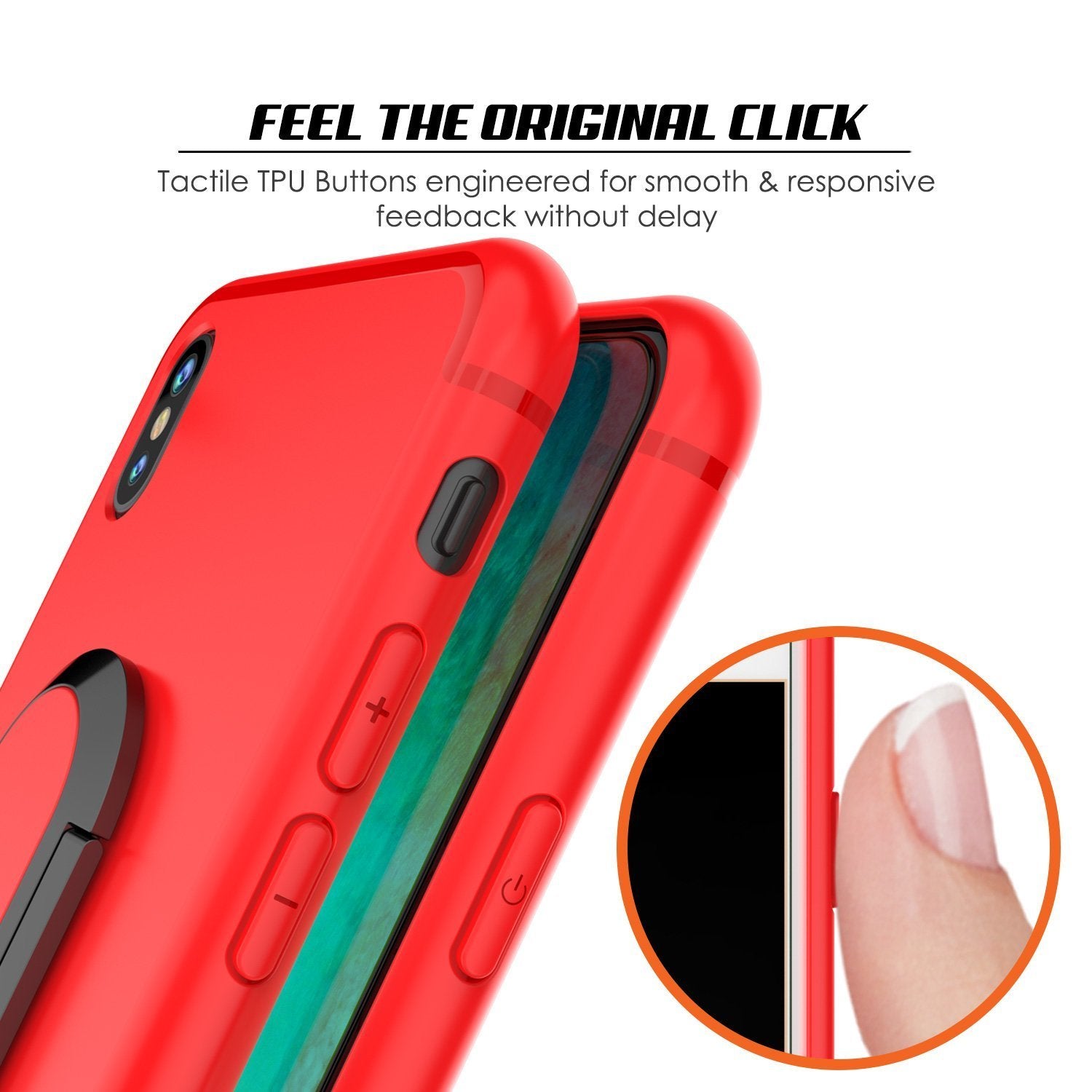 iPhone X Punkcase, Magnetix Protective TPU Case W/ Kickstand, [Red]