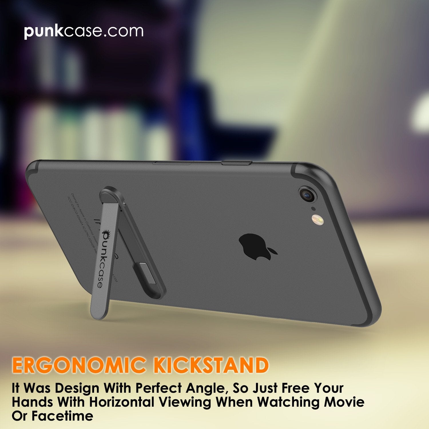 PUNKCASE FlickStick Universal Cell Phone Kickstand for all Mobile Phones & Cases with Flat Backs, One Finger Operation (Charcoal)