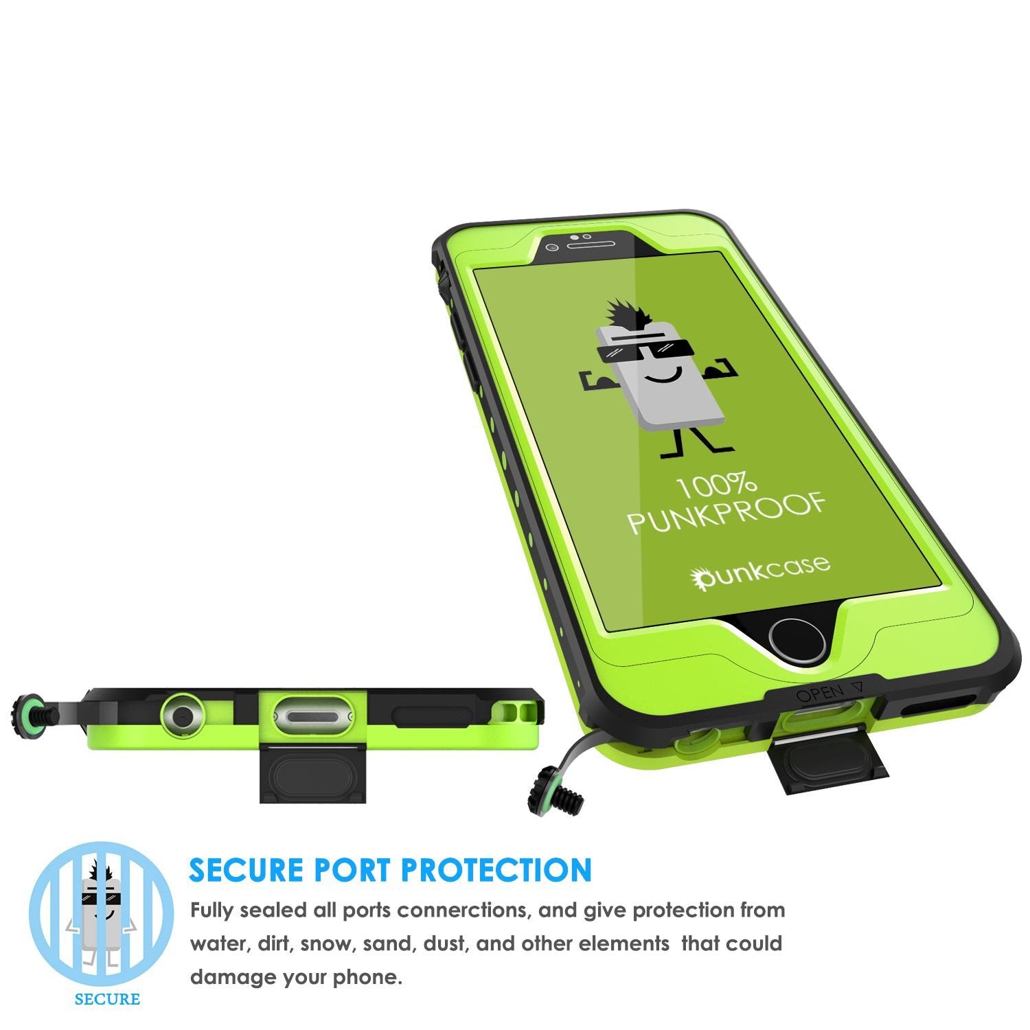 iPhone 6S/6  Waterproof Case PunkCase StudStar Light Green w/ Attached Screen Protector | Warranty