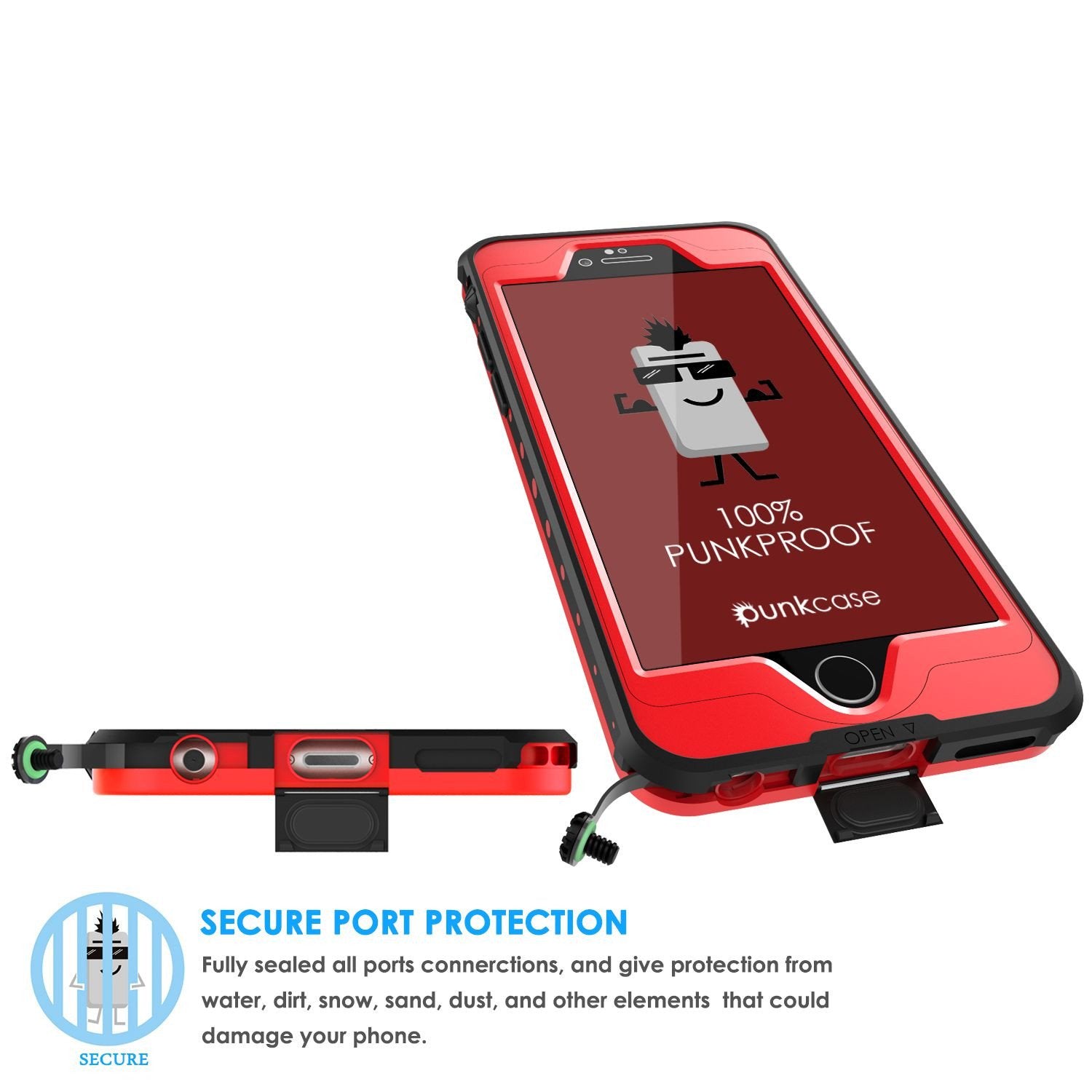 iPhone 6s/6  Waterproof Case, PunkCase StudStar Red w/ Attached Screen Protector | Lifetime Warranty