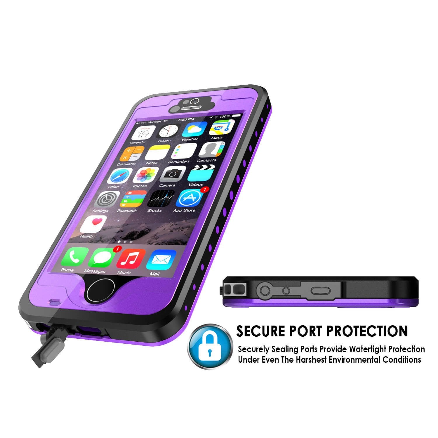 iPhone 5S/5 Waterproof Case PunkCase StudStar Purple Case Water/Shock/Dirt Proof | Lifetime Warranty