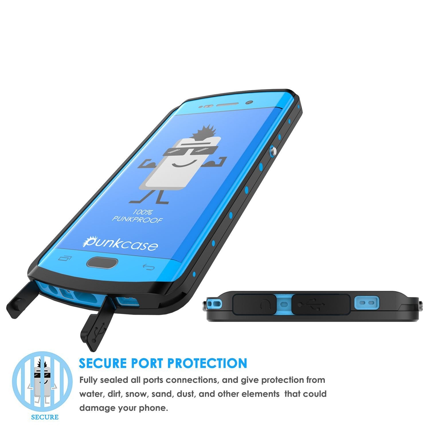 Galaxy s6 EDGE Plus Waterproof Case, Punkcase StudStar Light Blue Series | Lifetime Warranty