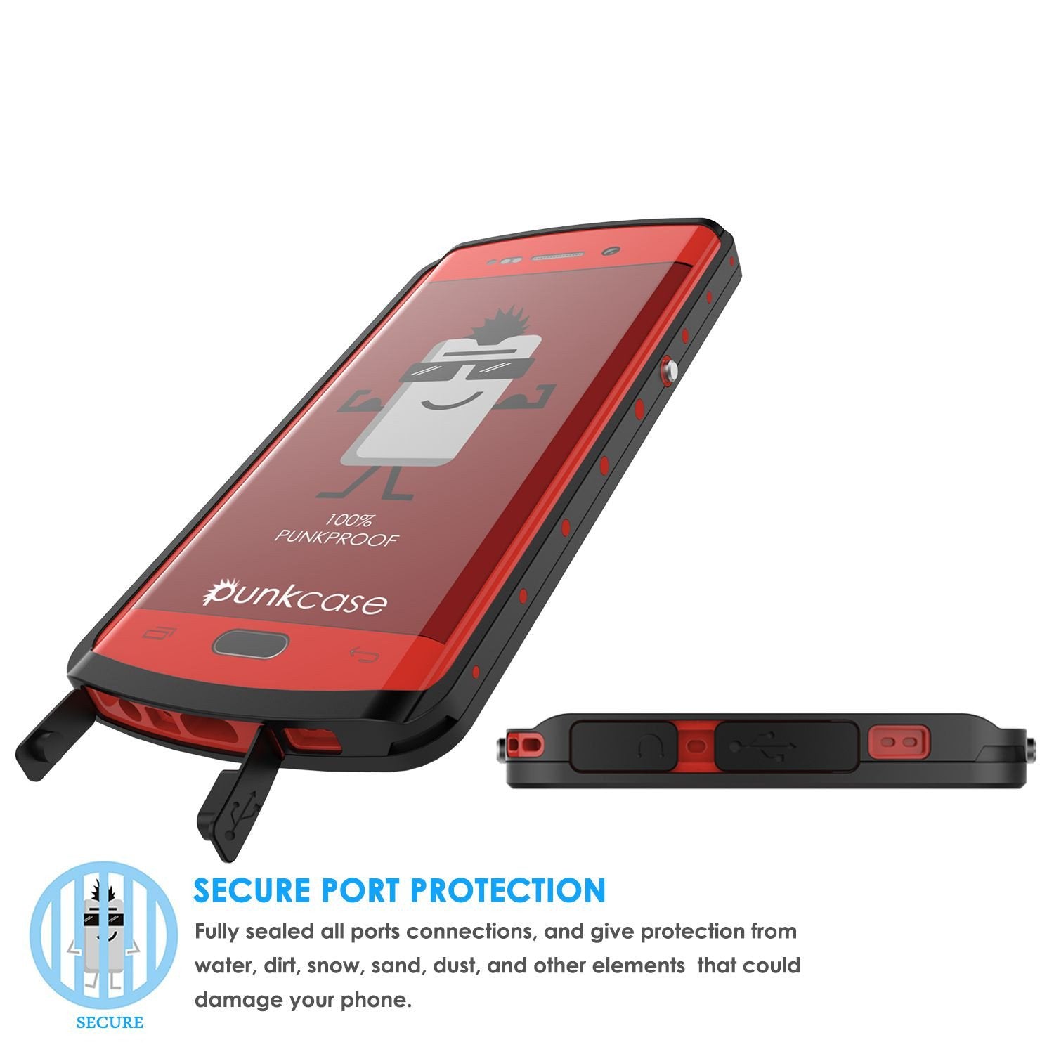 Galaxy s6 EDGE Plus Waterproof Case, Punkcase StudStar Red Water/Shock Proof | Lifetime Warranty