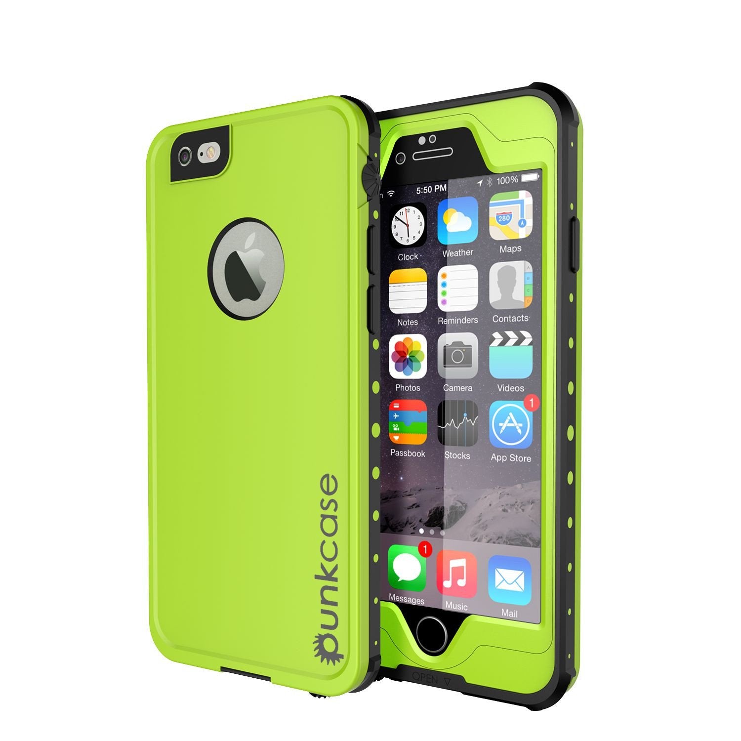 iPhone 6S+/6+ Plus Waterproof Case, PUNKcase StudStar Light Green w/ Attached Screen Protector