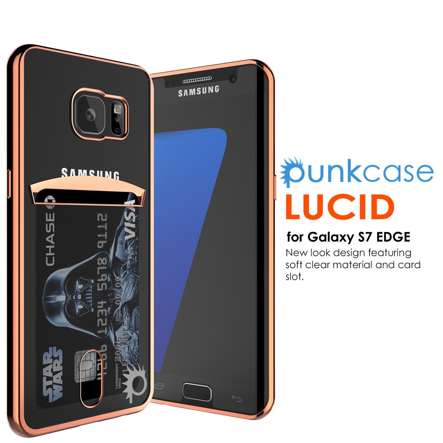 Galaxy S7 Case, PUNKCASE® LUCID Rose Gold Series | Card Slot