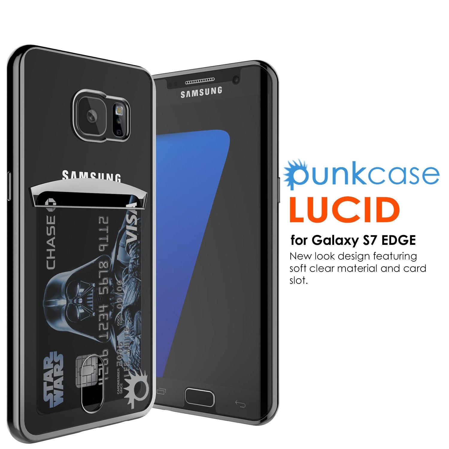 Galaxy S7 EDGE Case, PUNKCASE® LUCID Black Series | Card Slot | SHIELD Screen Protector | Ultra fit