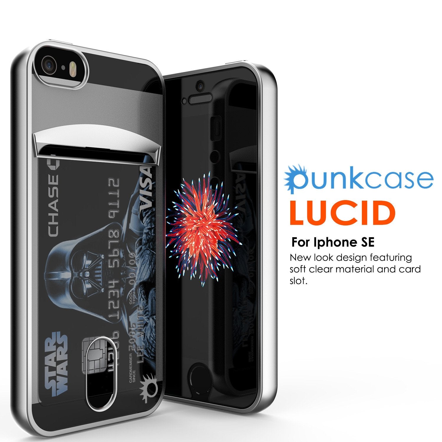 iPhone SE/5S/5 Case, PUNKCASE® LUCID Silver Series | Card Slot | SHIELD Screen Protector | Ultra fit