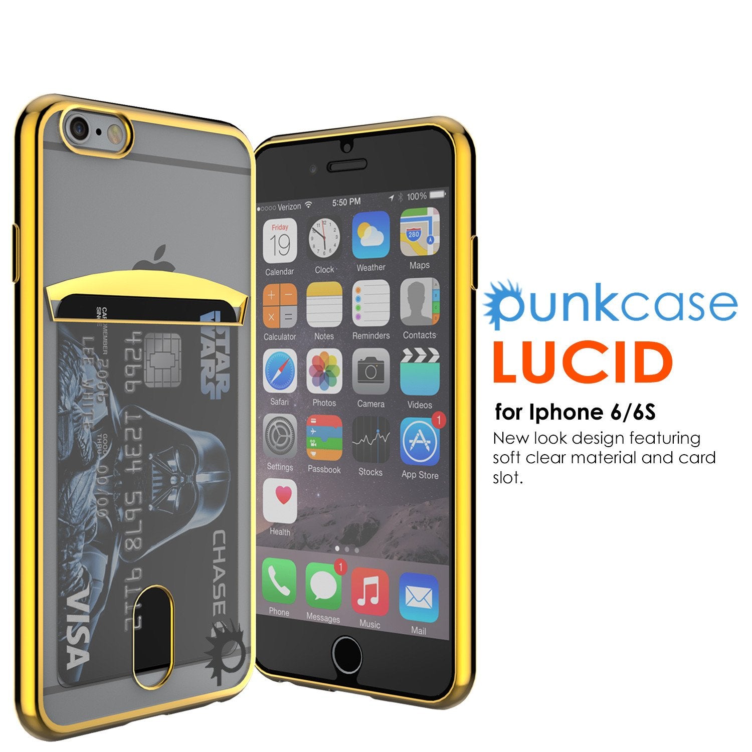 iPhone 6s/6 Case, PUNKCASE® LUCID Gold Series | Card Slot | SHIELD Screen Protector | Ultra fit