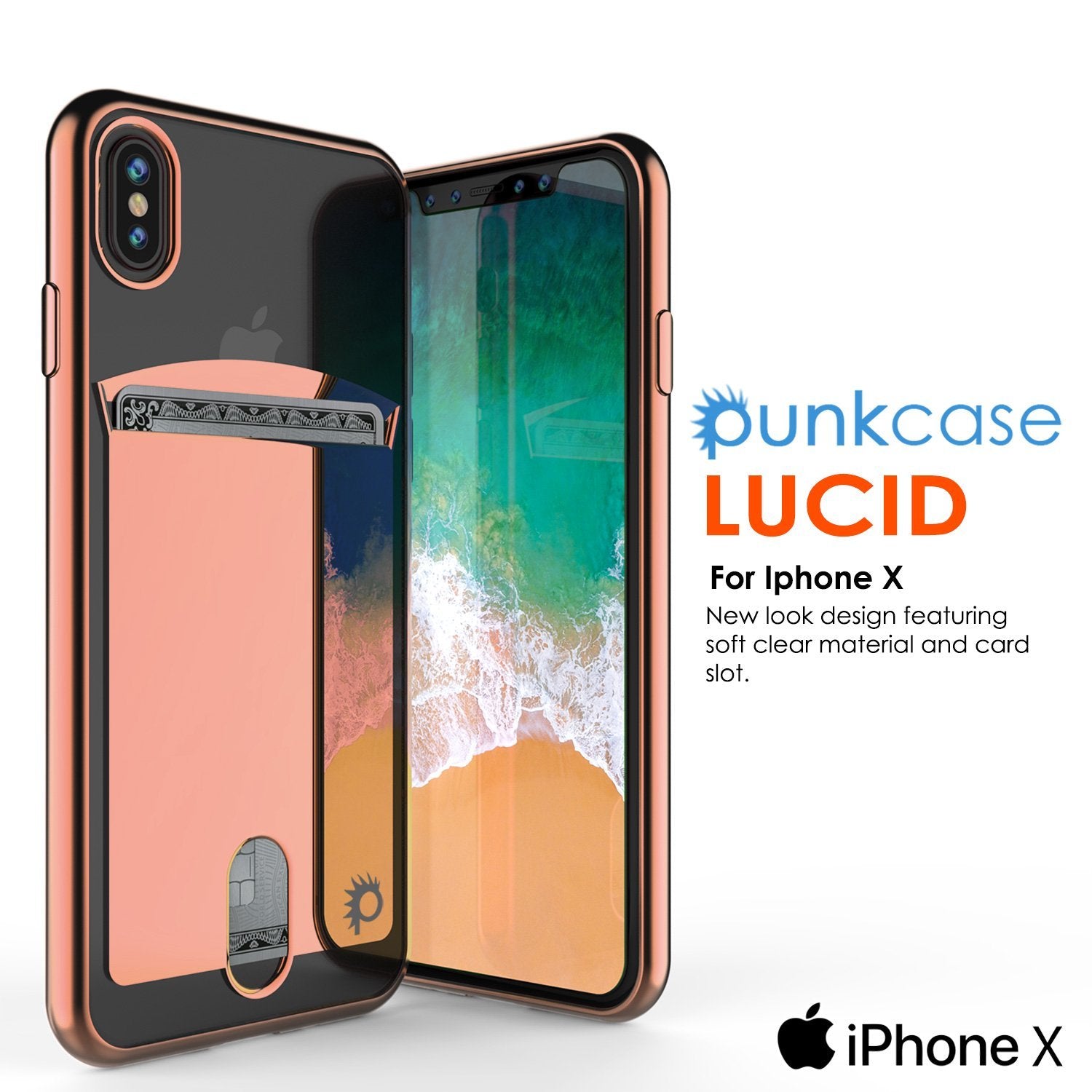 iPhone X Case, LUCID Series Slim Fit Protective Dual Layer, Pink Rose