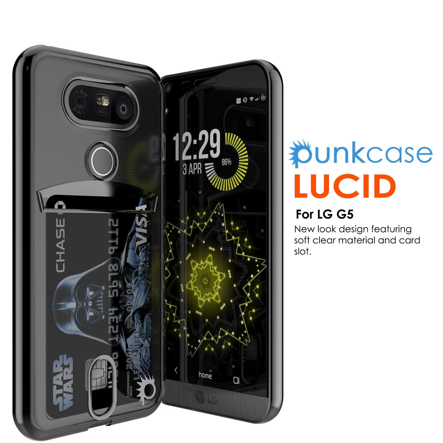 LG G5 Case, PUNKCASE® Black LUCID Series | Card Slot | PUNK SHIELD Screen Protector | Ultra Fit