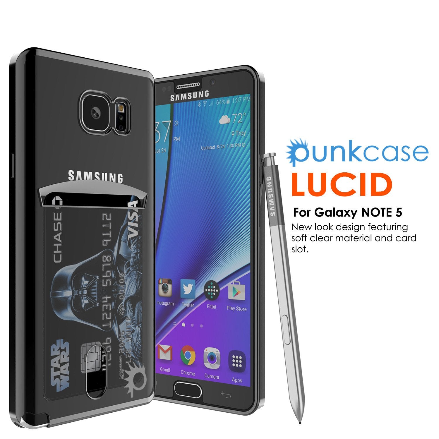 Galaxy Note 5 Case, Punkcase® Lucid Black Series Screen Protector