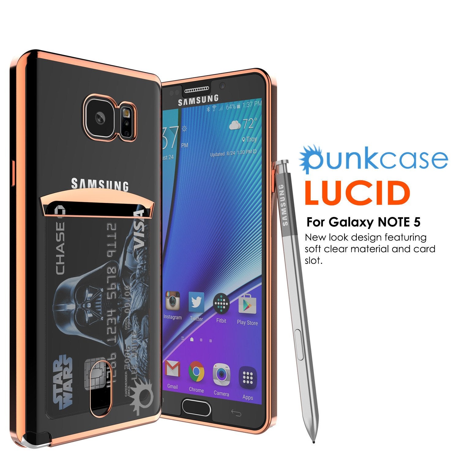 Galaxy Note 5 Case, Punkcase® Lucid Rose Gold Series Screen Protector