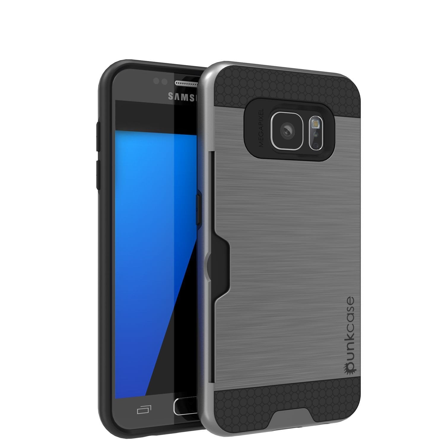 Galaxy s7 EDGE Case PunkCase SLOT Grey Series Slim Armor Soft Cover Case