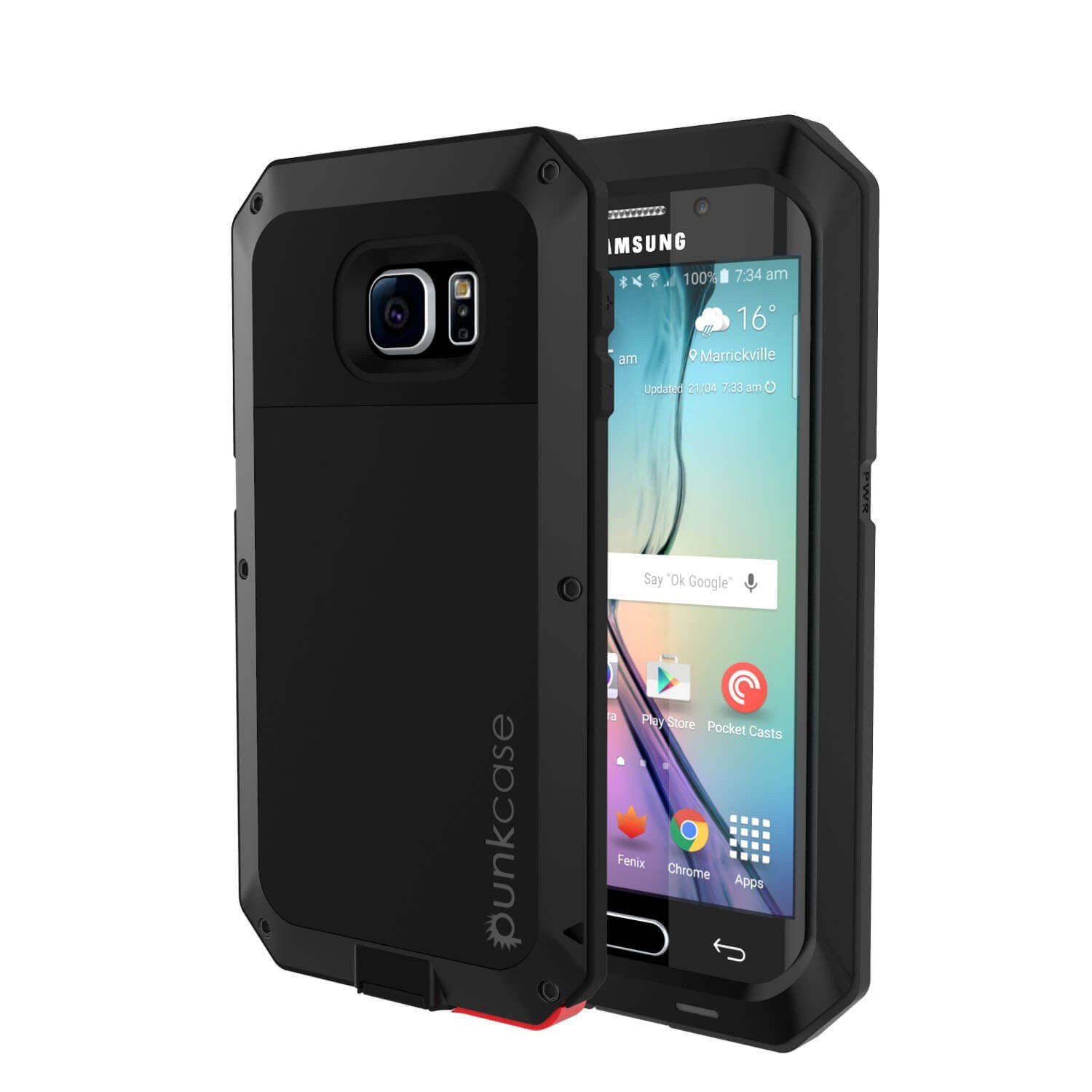 Galaxy S6 EDGE+ Plus Case, PUNKcase Metallic Black Shockproof  Slim Metal Armor Case