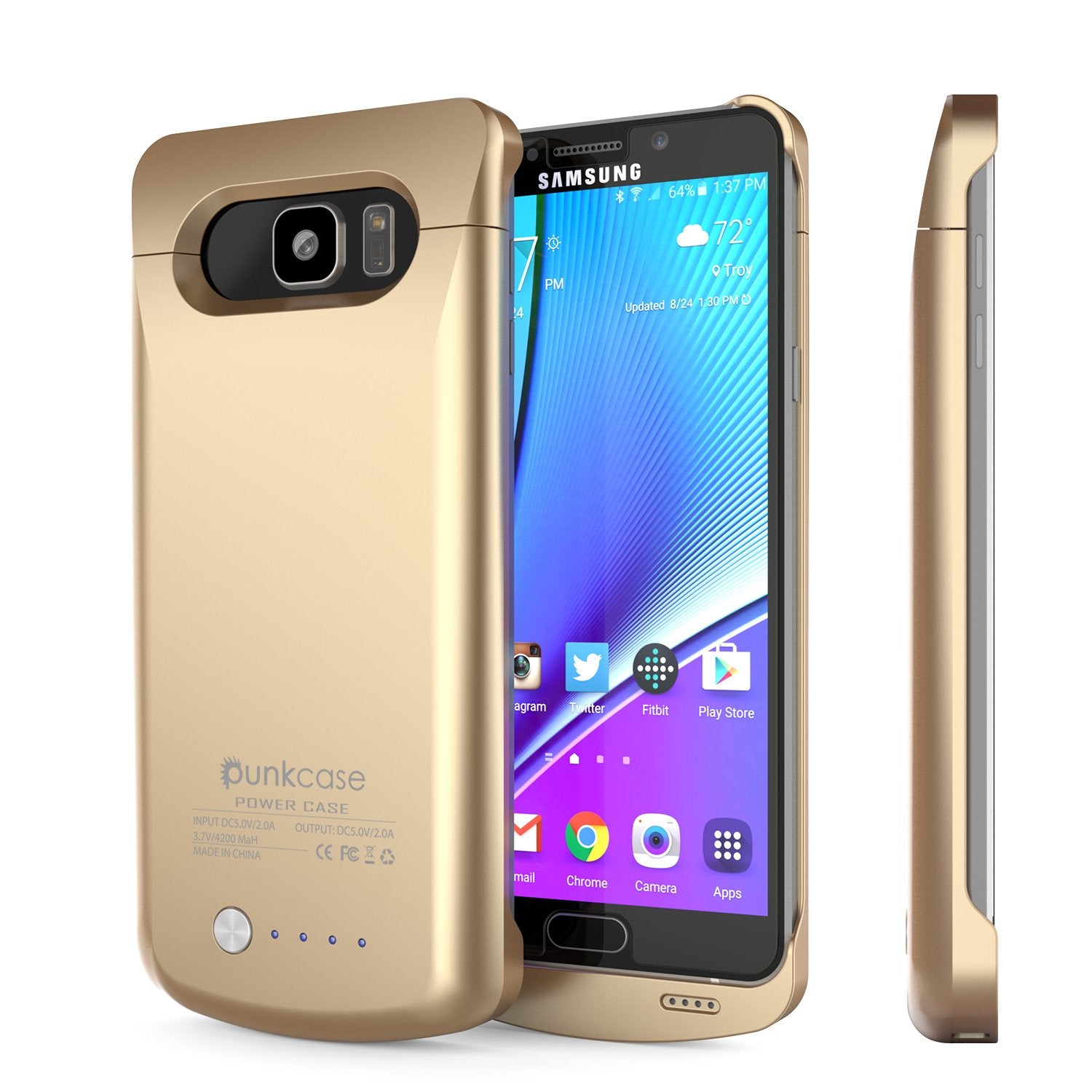 Galaxy Note 5 Battery Case, Punkcase 5000mAH Charger Gold Case