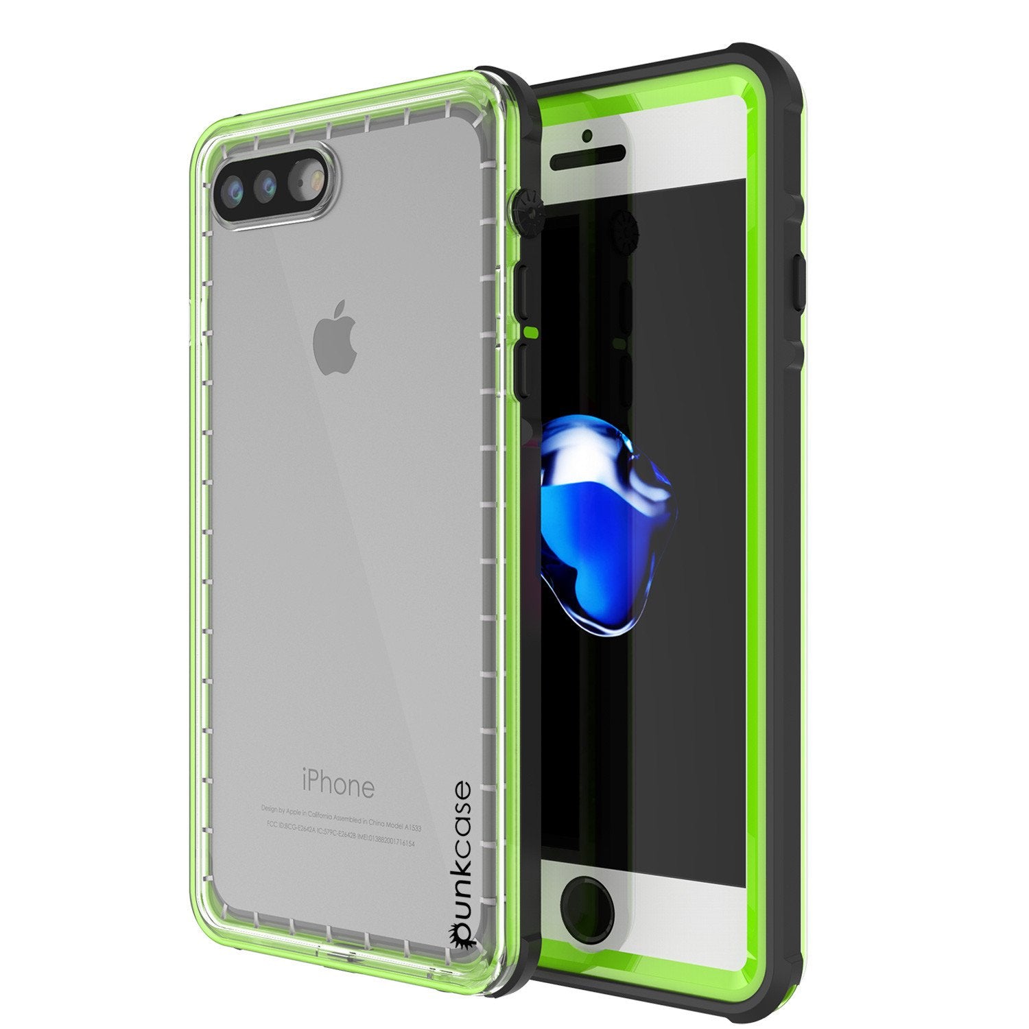 iPhone 7+ Plus Waterproof Case, PUNKcase CRYSTAL Light Green  W/ Attached Screen Protector  | Warranty