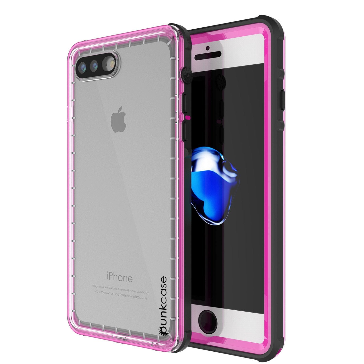 iPhone 7+ Plus Waterproof Case, PUNKcase CRYSTAL Pink W/ Attached Screen Protector  | Warranty