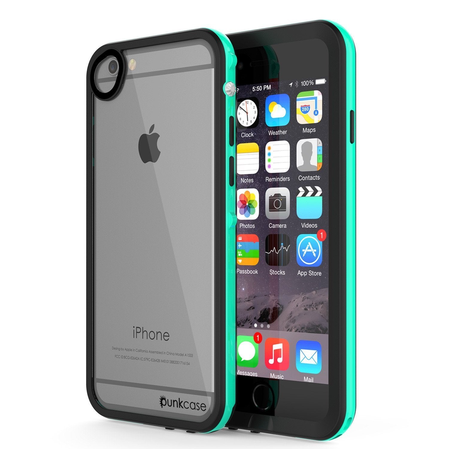 Apple iPhone 8 Waterproof Case, PUNKcase CRYSTAL 2.0 Teal W/ Attached Screen Protector  | Warranty