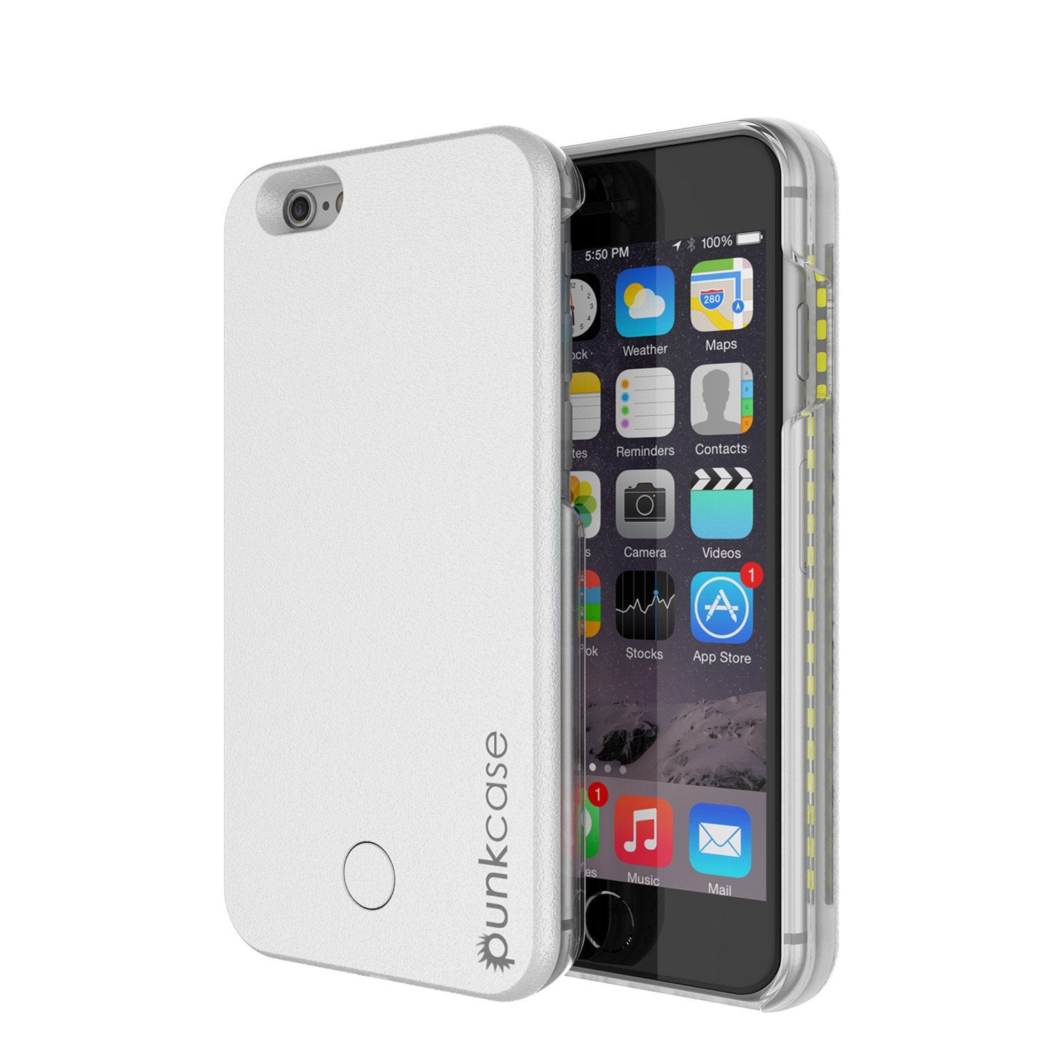 iPhone 6/6S Punkcase LED Light Case Light Illuminated Case, WHITE W/  Battery Power Bank