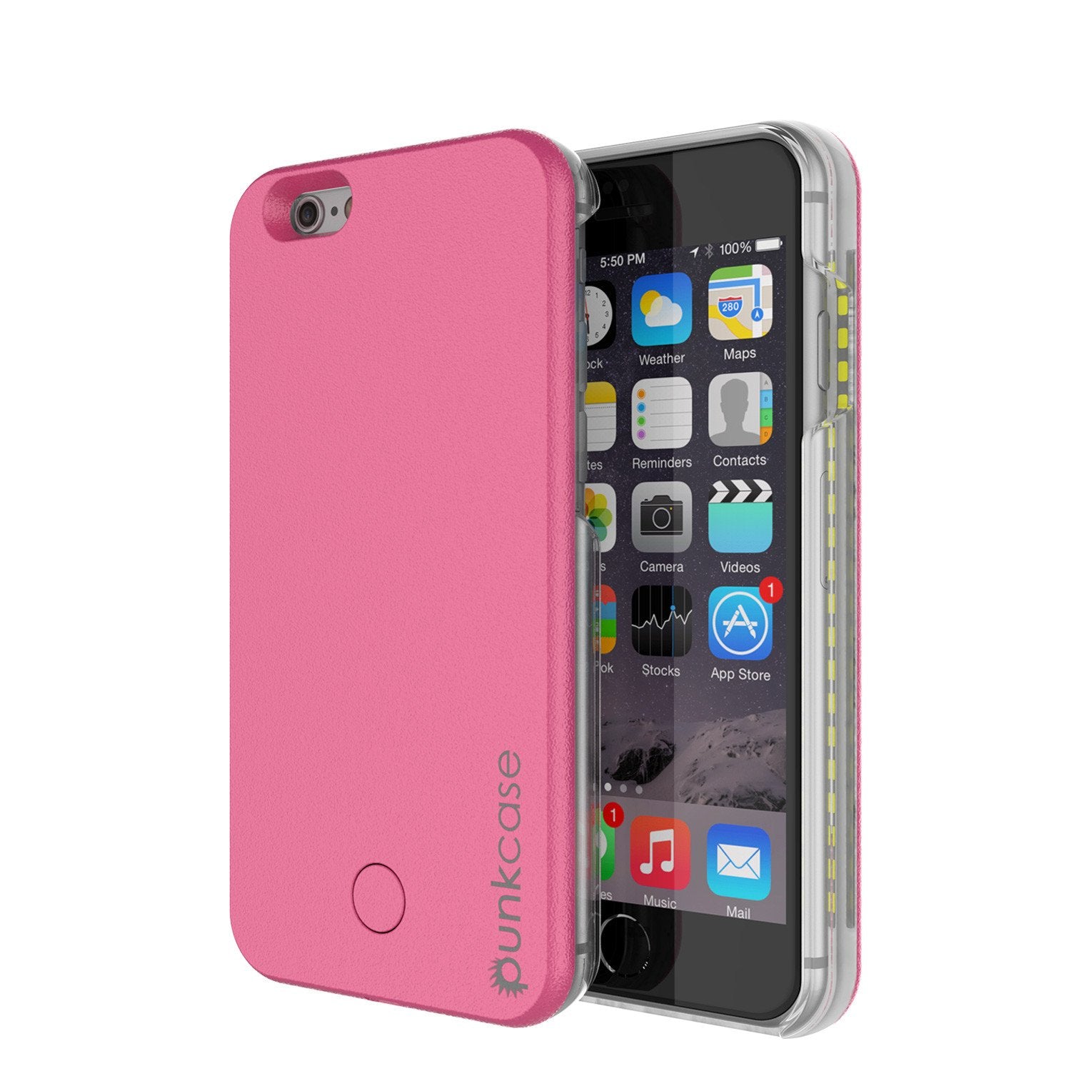 iPhone 6+/6S+ Plus Punkcase LED Light Case Light Illuminated Case, Pink W/  Battery Power Bank