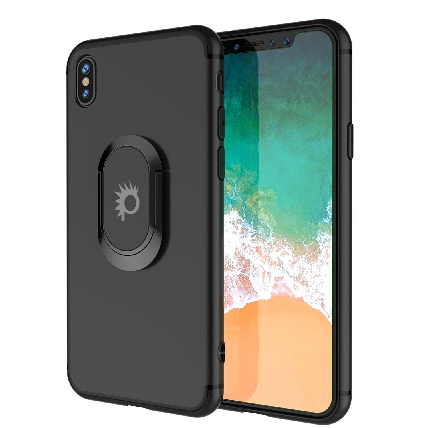 iPhone X Case, Punkcase Magnetix Protective TPU Cover W/ Kickstand, Tempered Glass Screen Protector [Black]