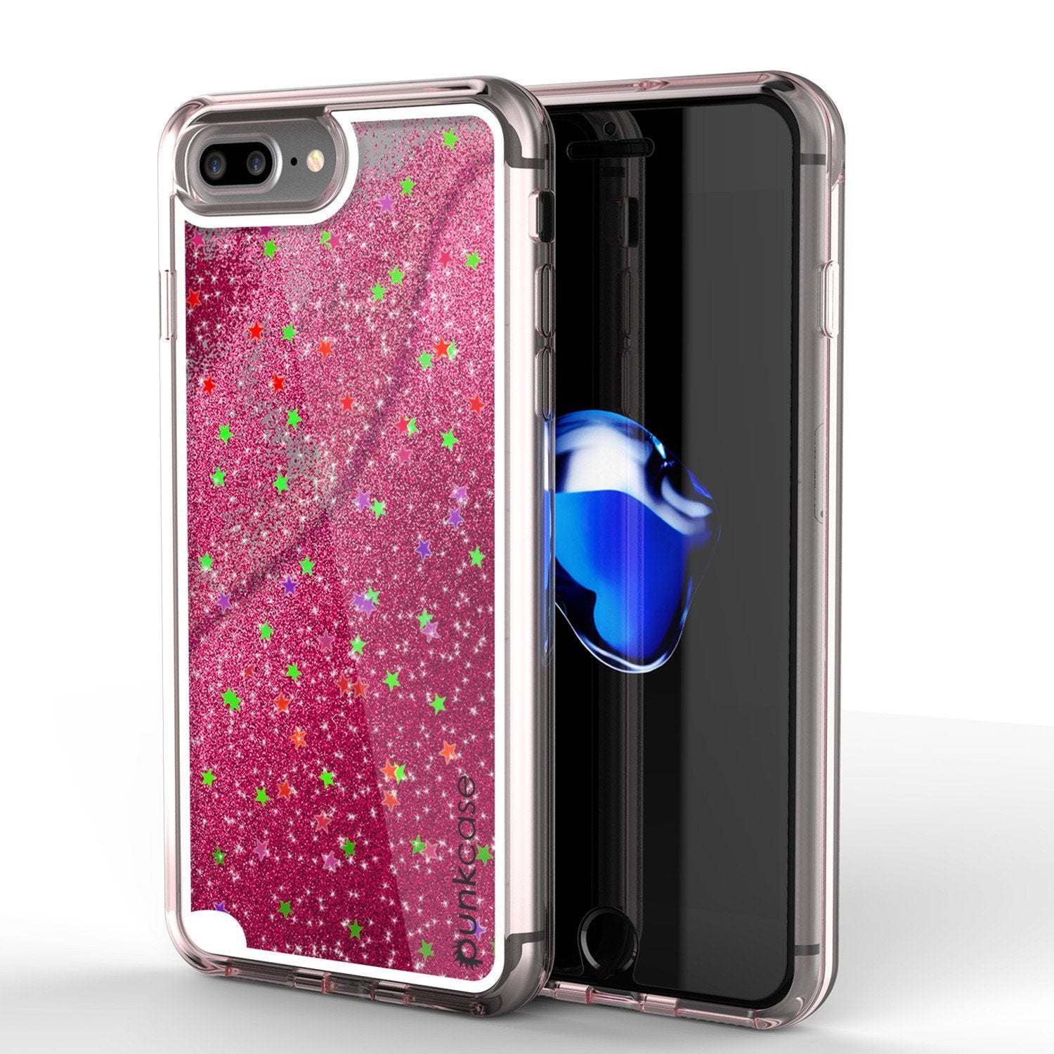 iPhone 8+ Plus Case, Punkcase Liquid Pink, Floating Glitter Cover Series