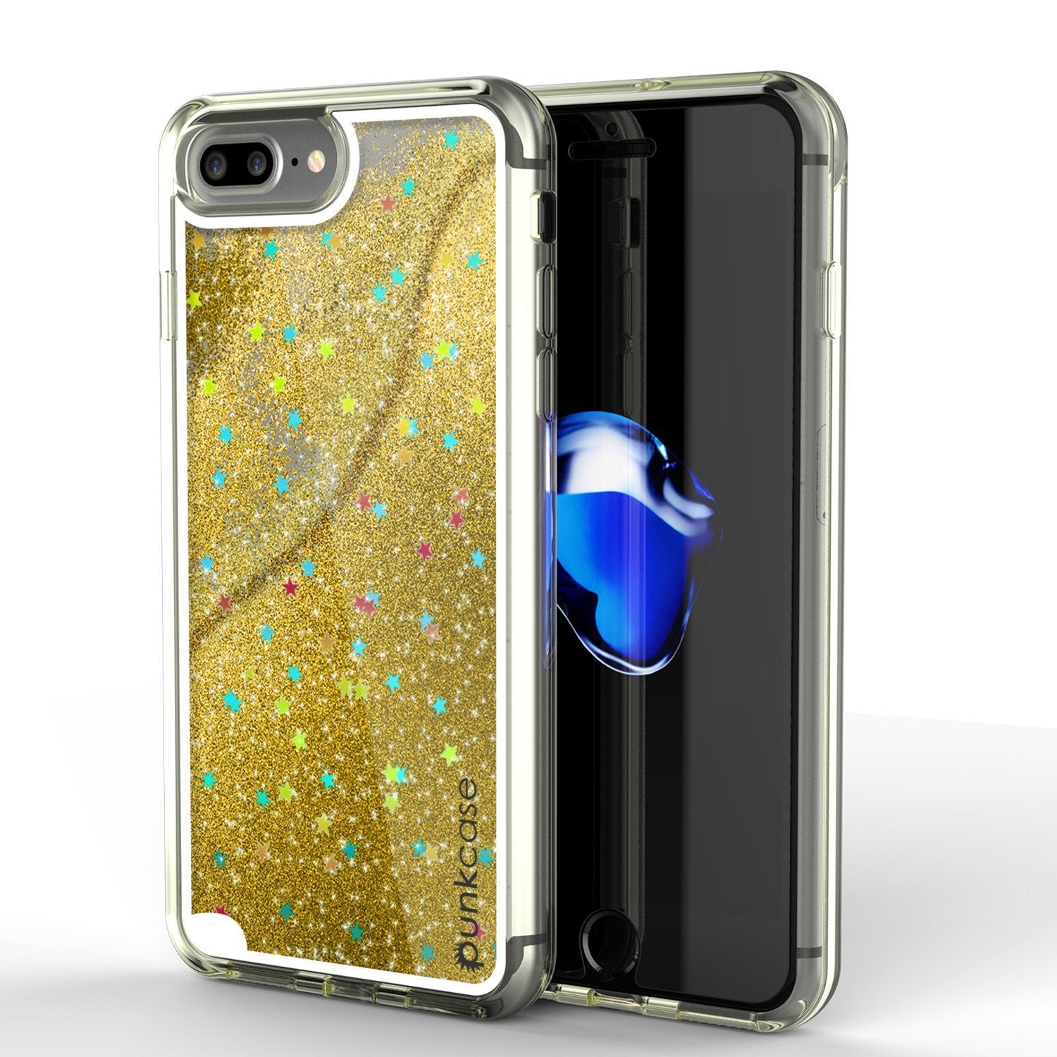 iPhone 8+ Plus Case Punkcase Liquid Gold, Floating Glitter Cover Series