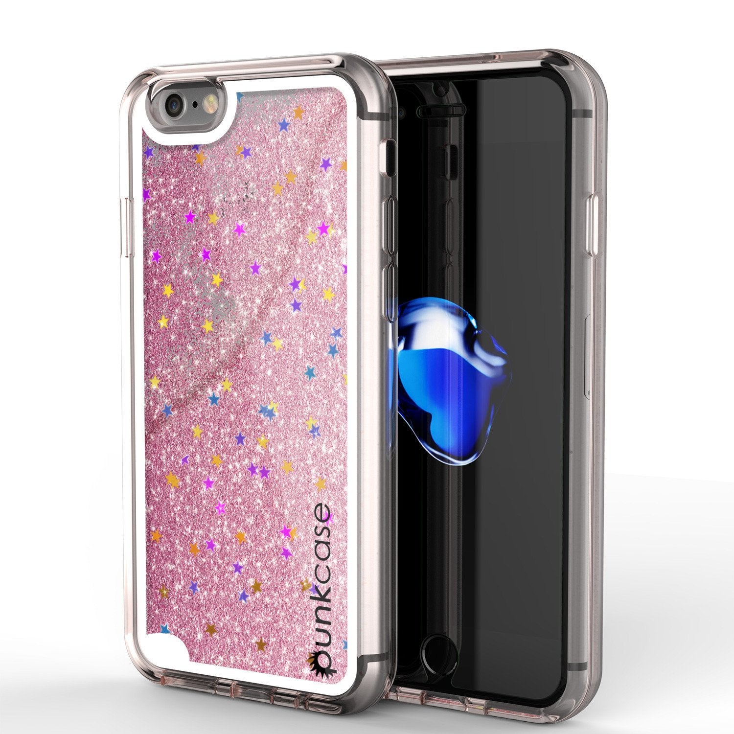 iPhone 7 Case, Punkcase [Liquid Rose Series] Protective Dual Layer Floating Glitter Cover with lots of Bling & Sparkle + 0.3mm Tempered Glass Screen Protector for Apple iPhone 7s