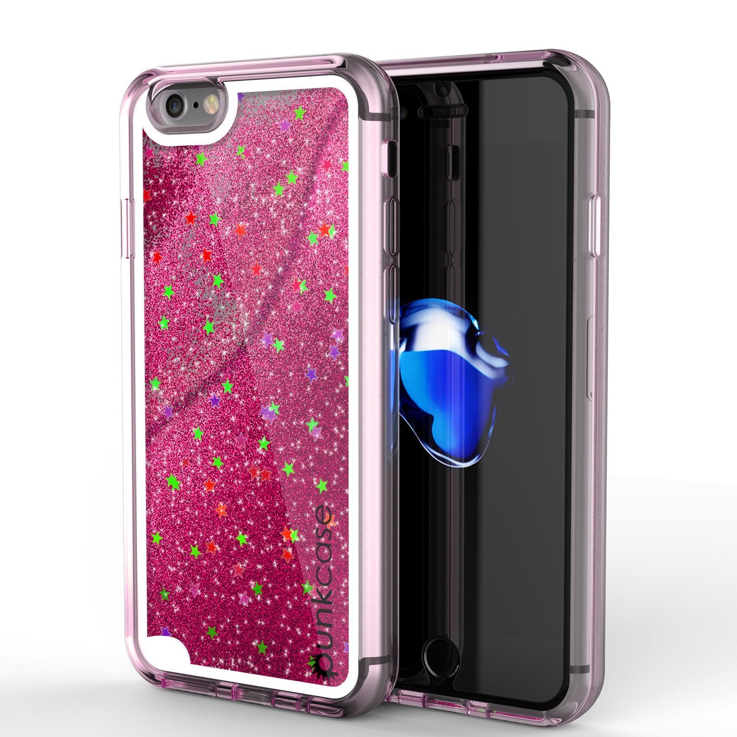 iPhone 7 Case, Punkcase [Liquid Pink Series] Protective Dual Layer Floating Glitter Cover with lots of Bling & Sparkle + 0.3mm Tempered Glass Screen Protector for Apple iPhone 7s