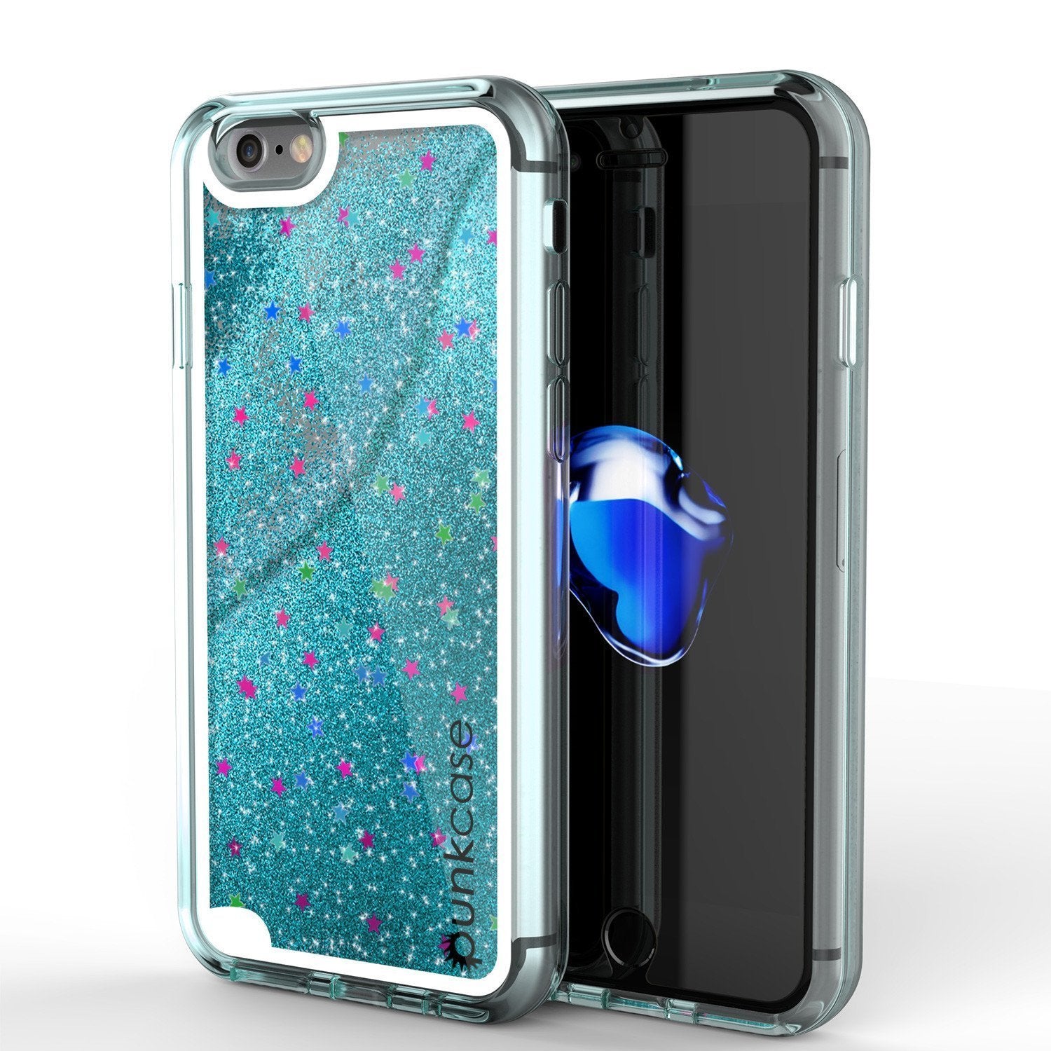 iPhone 8 Case, PunkCase Liquid Teal, Floating Glitter Cover Series