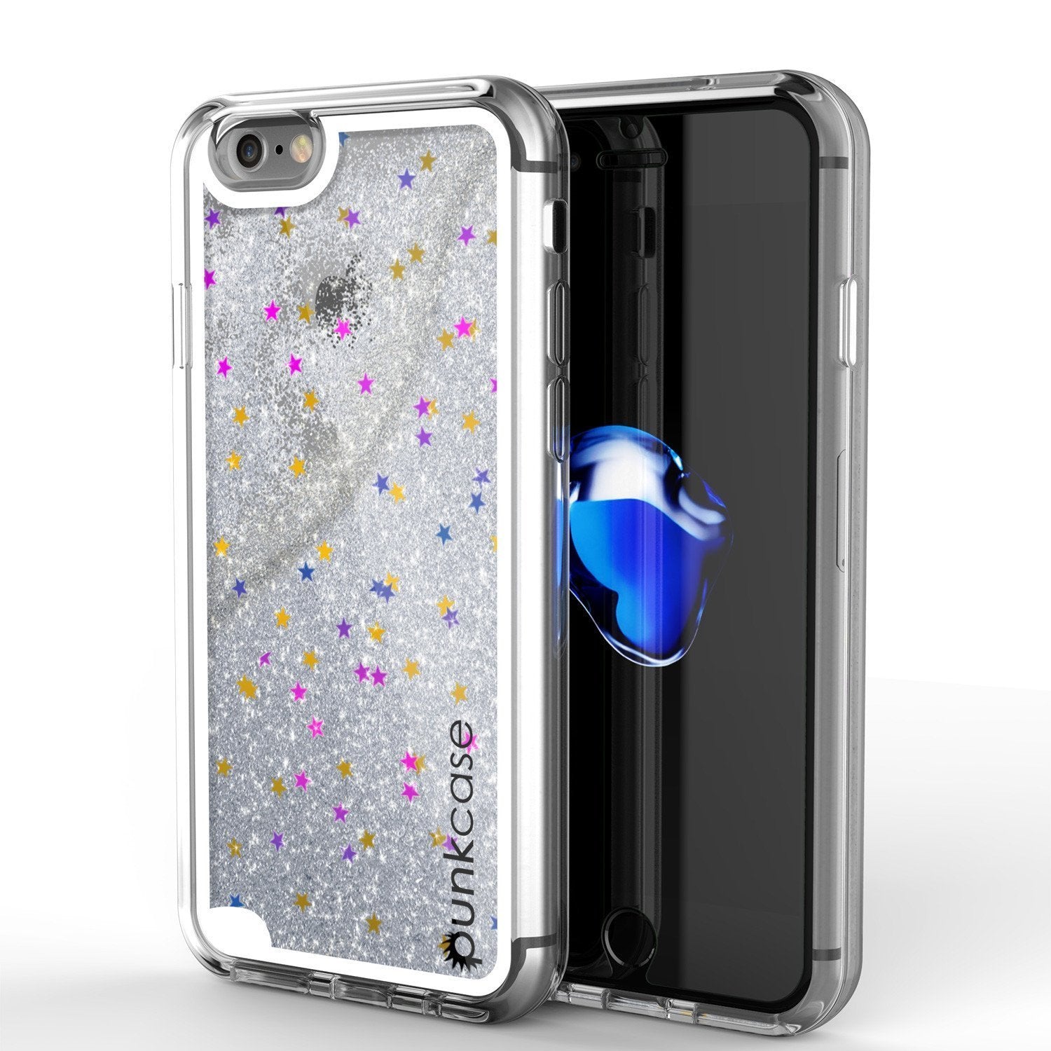 iPhone 8 Case PunkCase Liquid Silver, Floating Glitter Cover Series