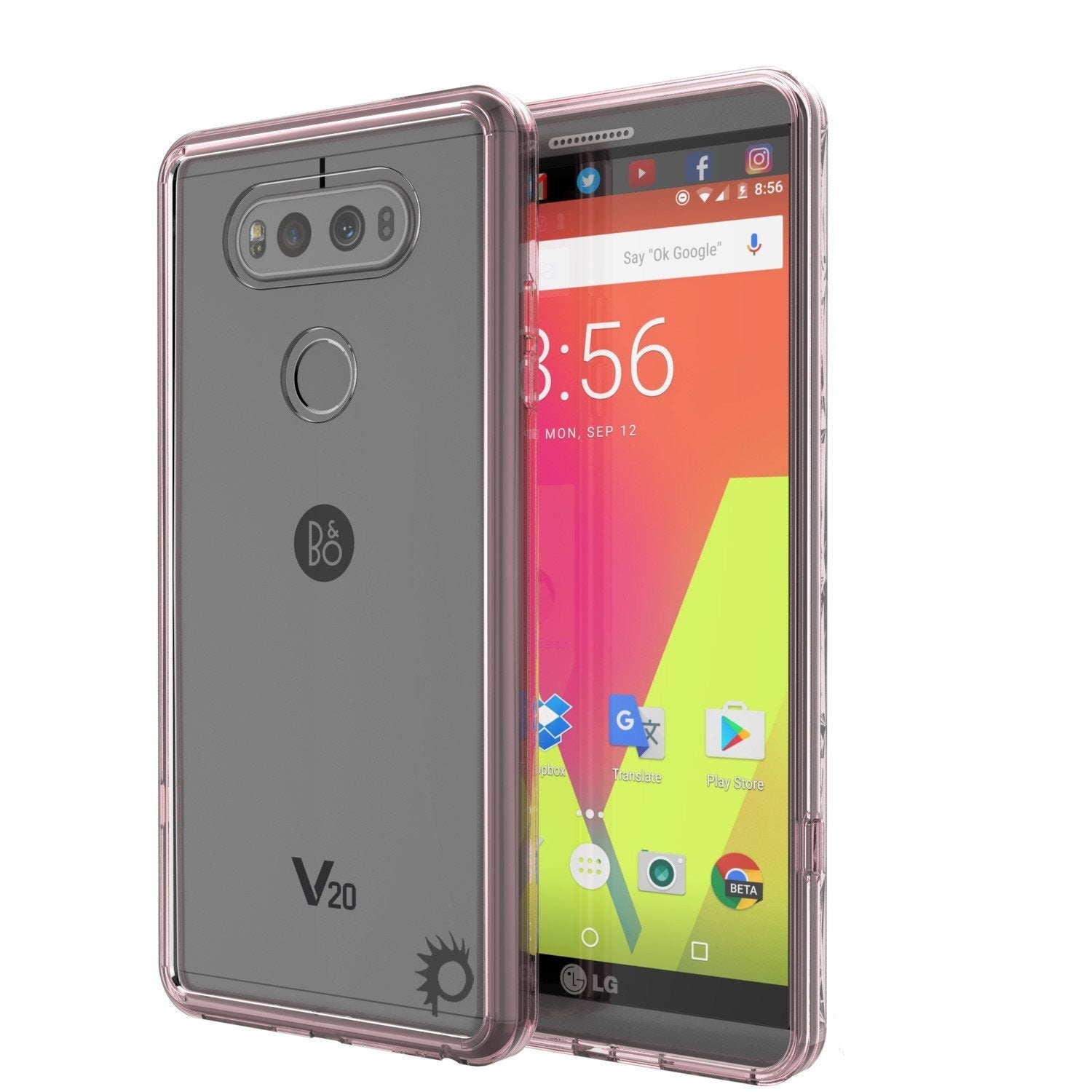 LG v20 Case Punkcase® LUCID 2.0 Crystal Pink Series w/ PUNK SHIELD Glass Screen Protector | Ultra Fit