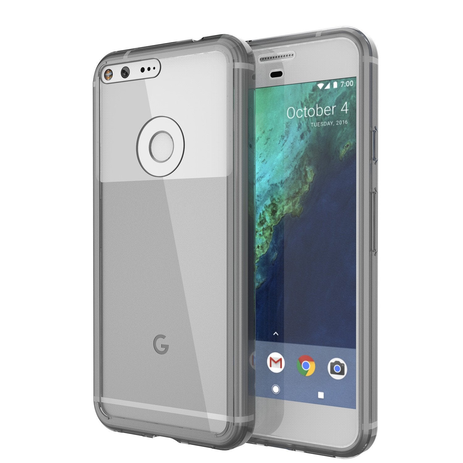 Google Pixel XL Case Punkcase® LUCID 2.0 Crystal Black Series w/ PUNK SHIELD Glass Screen Protector | Ultra Fit
