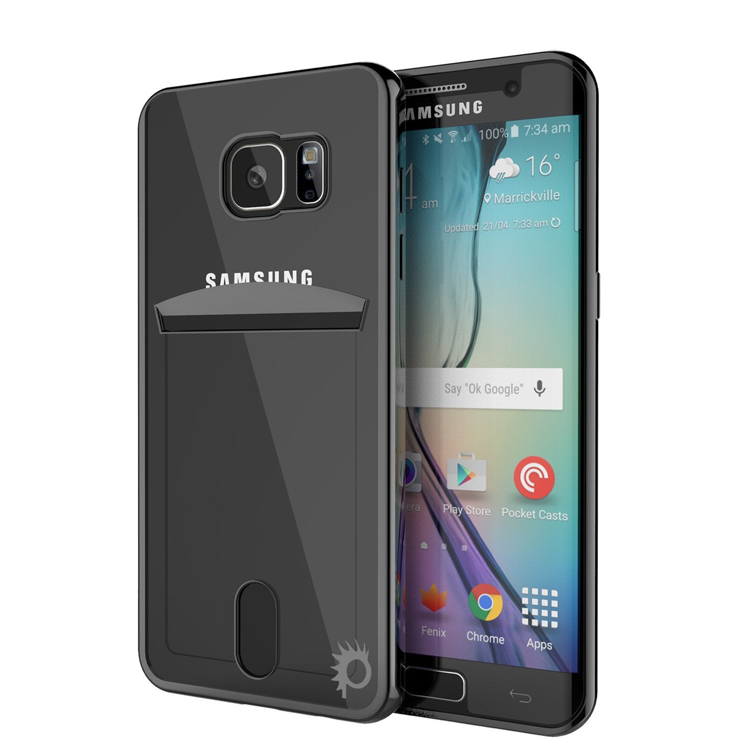 Galaxy S6 EDGE+ Plus Case, PUNKCASE® LUCID Black Series | Card Slot | SHIELD Screen Protector