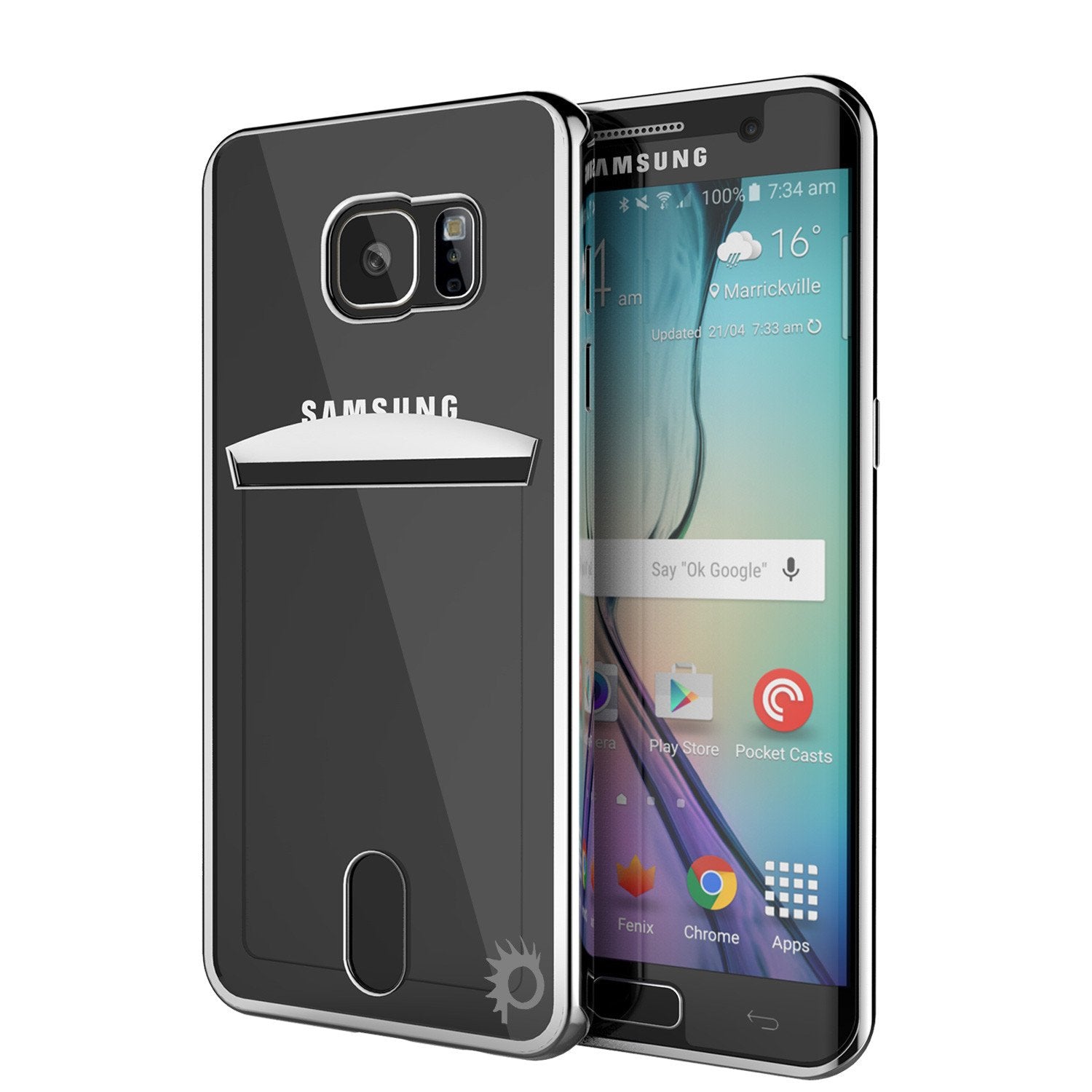 Galaxy S6 EDGE Case, PUNKCASE® LUCID Silver Series | Card Slot | SHIELD Screen Protector | Ultra fit