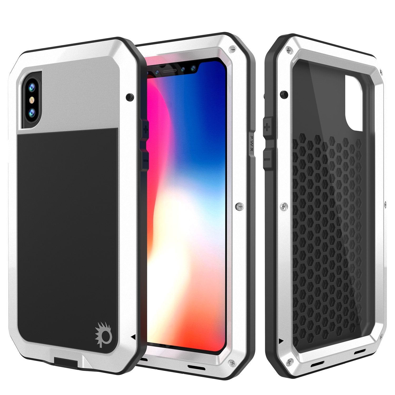 iPhone XS Max Metal Case, Heavy Duty Military Grade Armor Cover [shock proof] Full Body Hard [White]