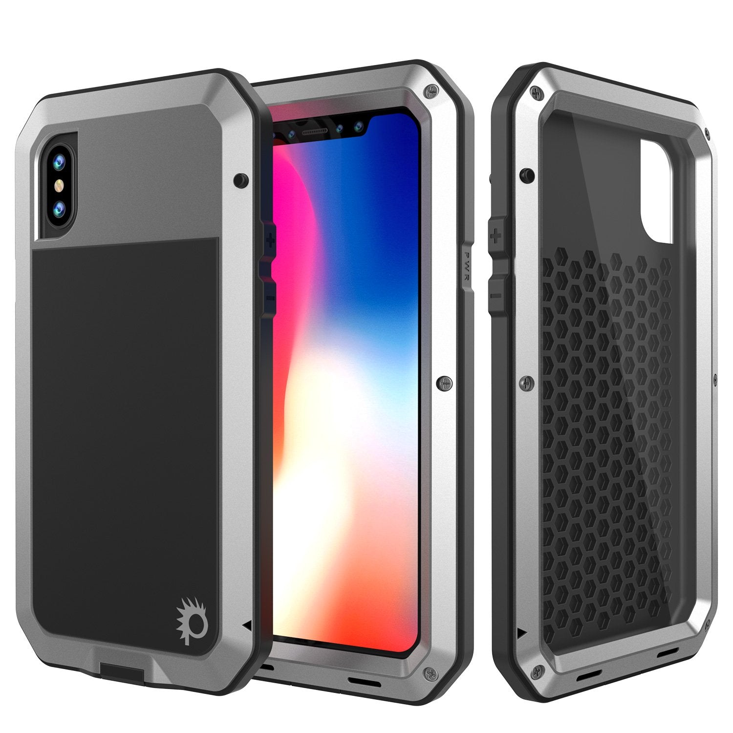 iPhone X Punkcase METALLIC SERIES Cover W/ Screen Protector, Silver