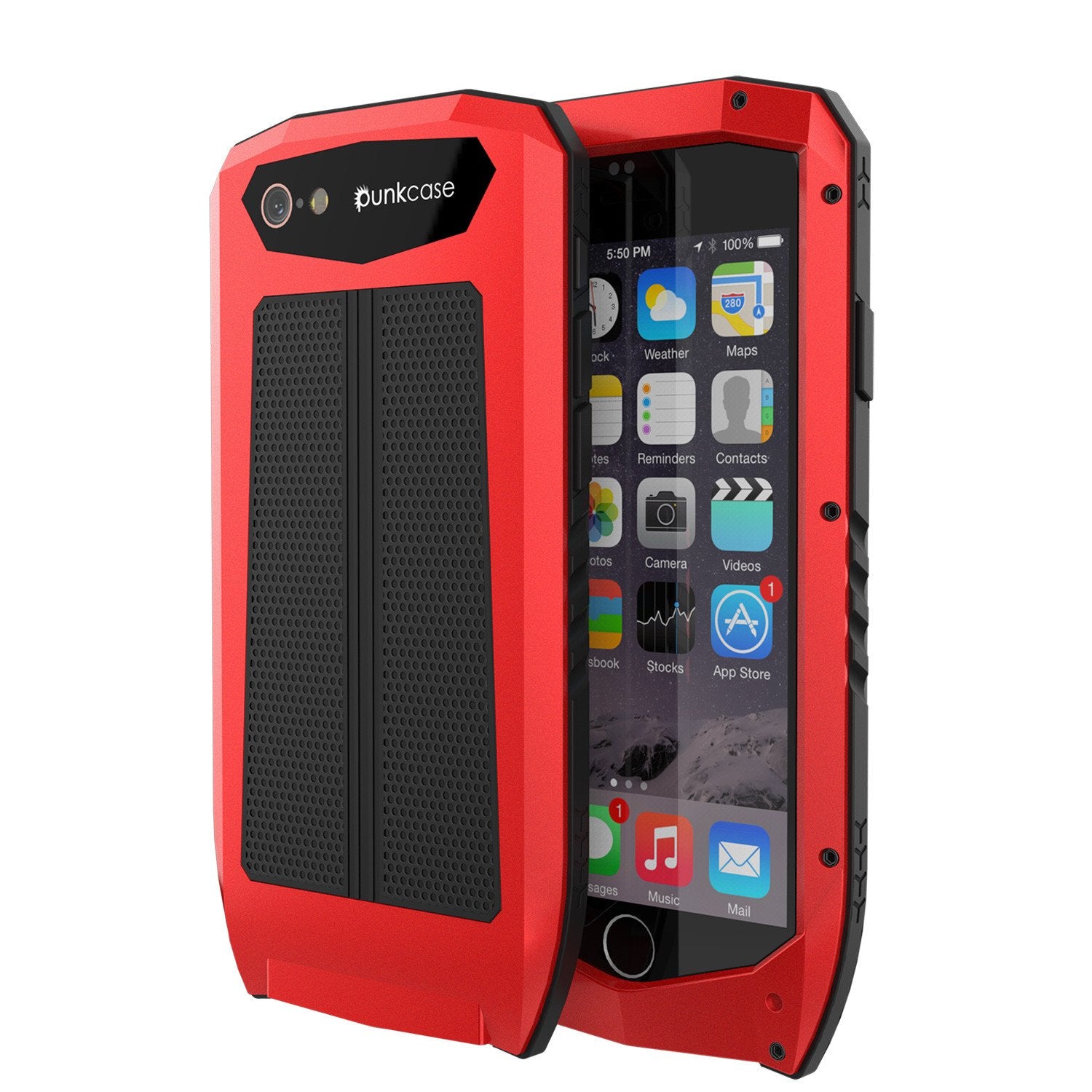 iPhone 6s/6 Case, Punkcase Metallic PRO Red Series Cover W/ Attached Screen Protector | Touch-ID