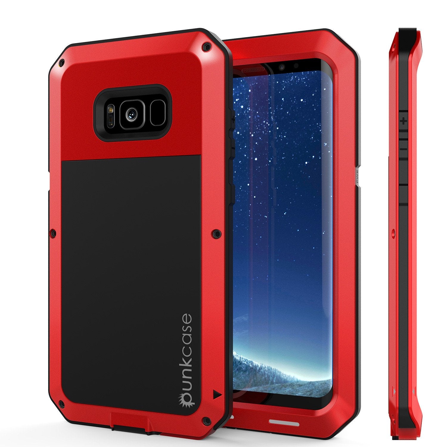 Galaxy S8 Plus Metal PunkCase, Heavy Duty Militar Armor Cover, Red