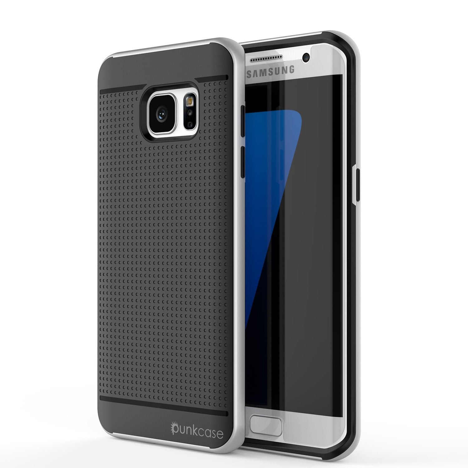 Galaxy S7 Edge Case, PunkCase STEALTH Silver Series Hybrid 3-Piece Shockproof Dual Layer Cover