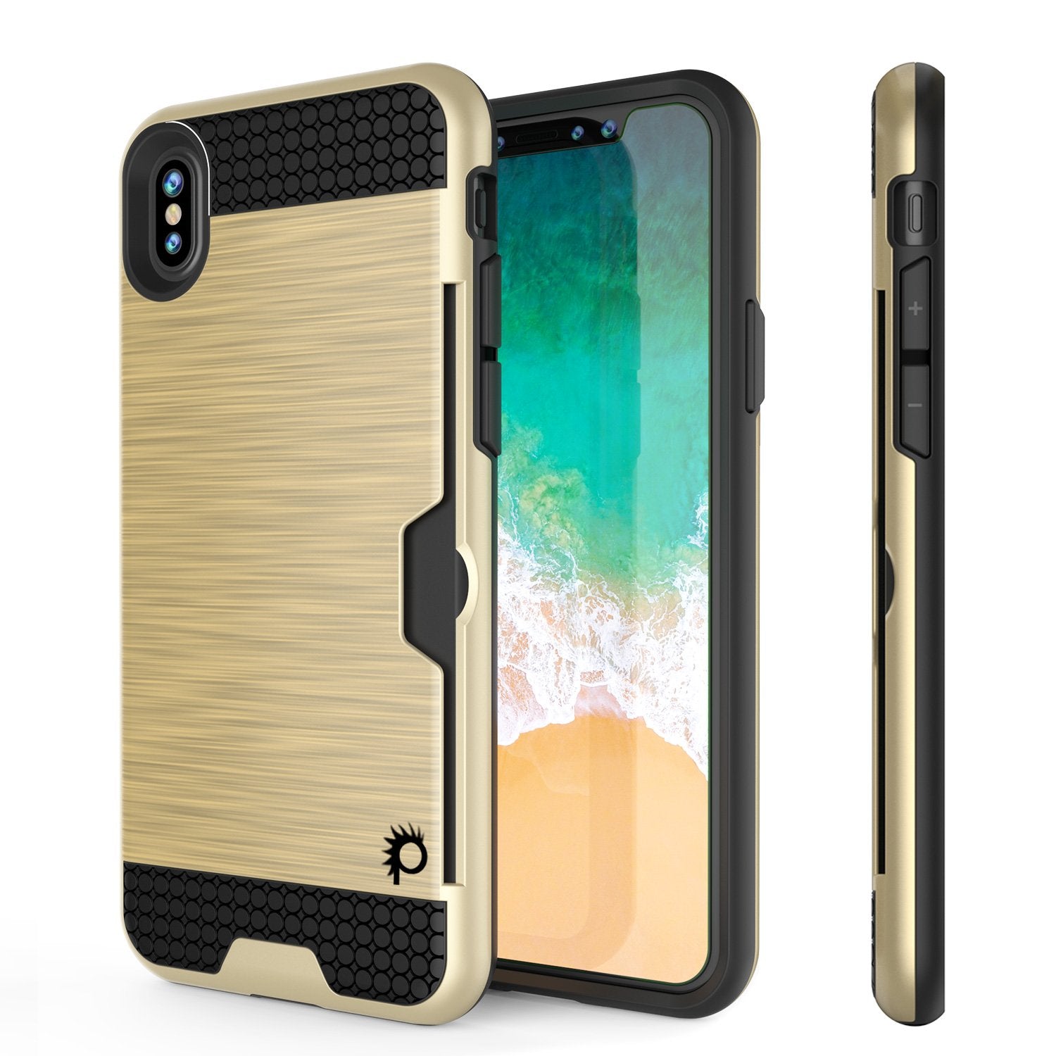 iPhone X Case, Punkcase [SLOT Series] Slim Fit Dual-Layer Cover [Gold]