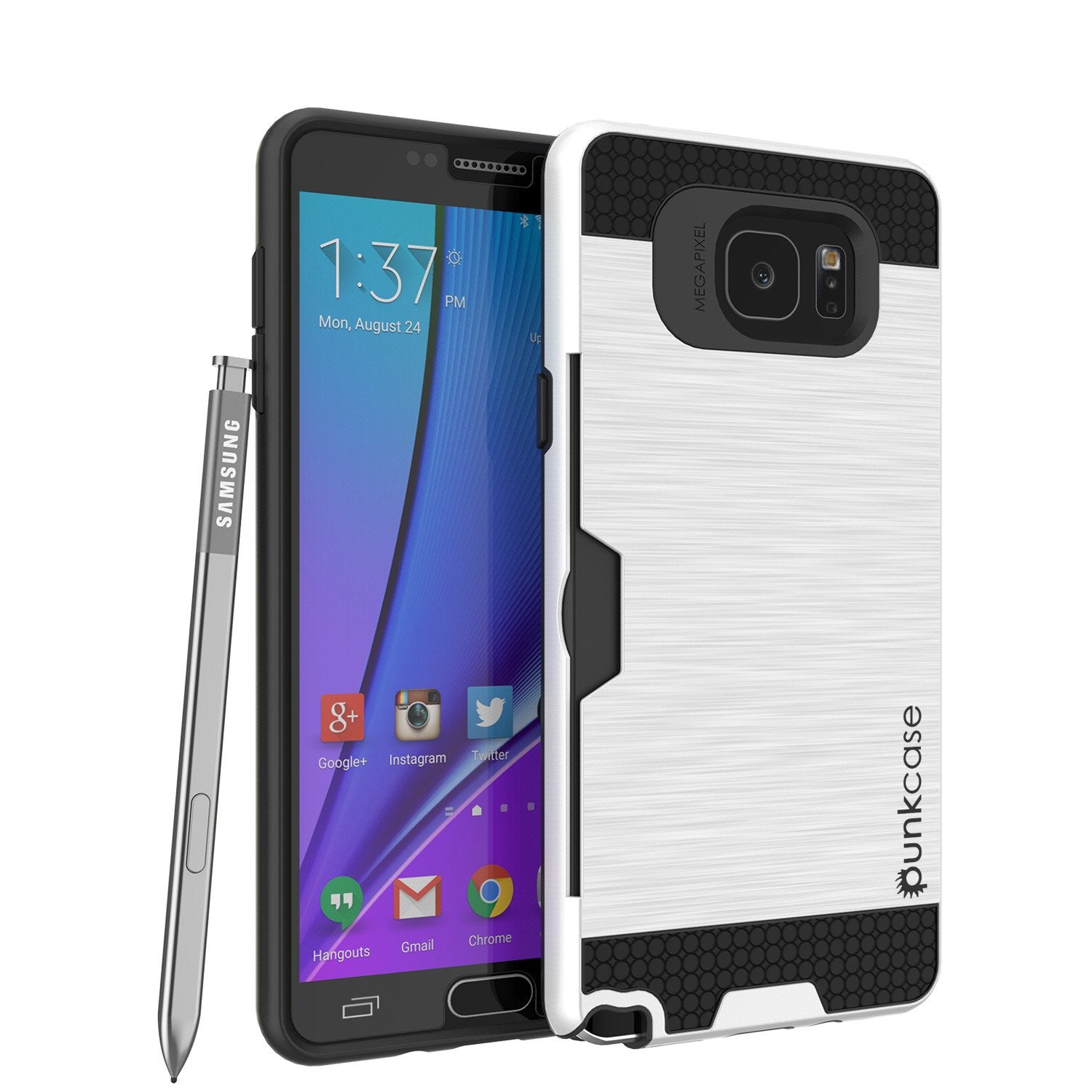 Galaxy Note 5 Case PunkCase SLOT White Series Slim Armor Soft Cover Case w/ Tempered Glass