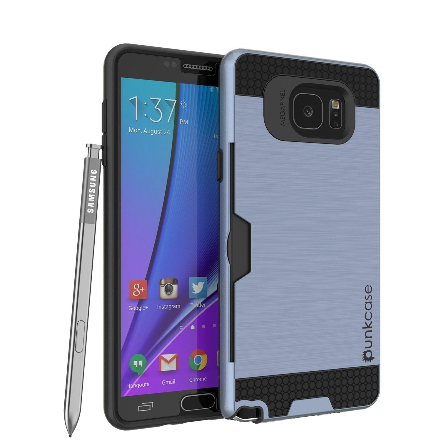 Galaxy Note 5 Case PunkCase SLOT Navy Series Slim Armor Soft Cover Case w/ Tempered Glass