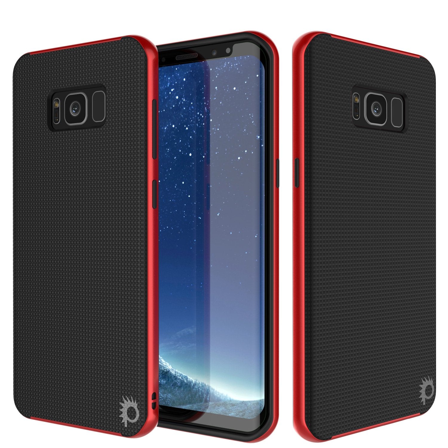 Galaxy S8 Plus PunkCase Stealth Hybrid 3-Piece Dual Layer Case, Red