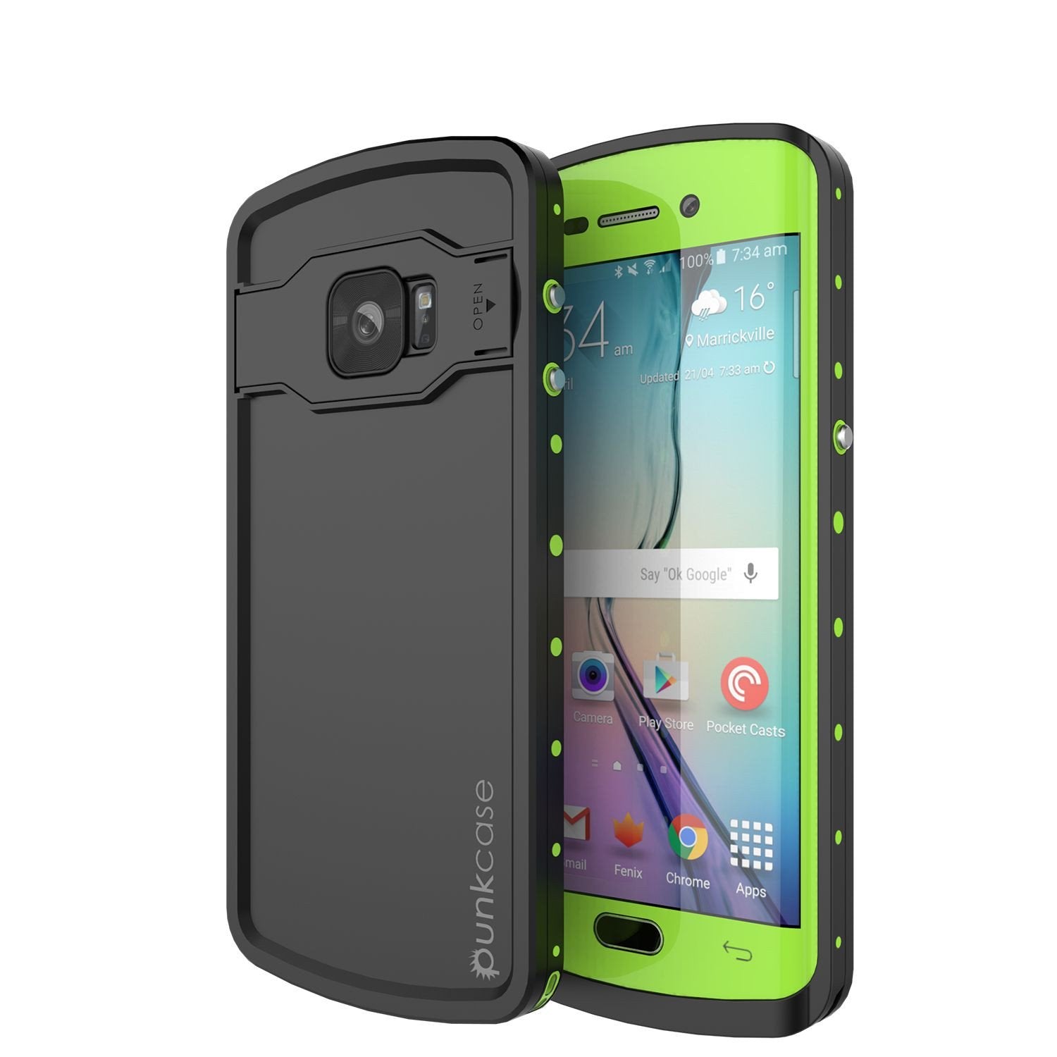 Galaxy s6 EDGE Plus Waterproof Case, Punkcase StudStar Light Green Series | Lifetime Warranty