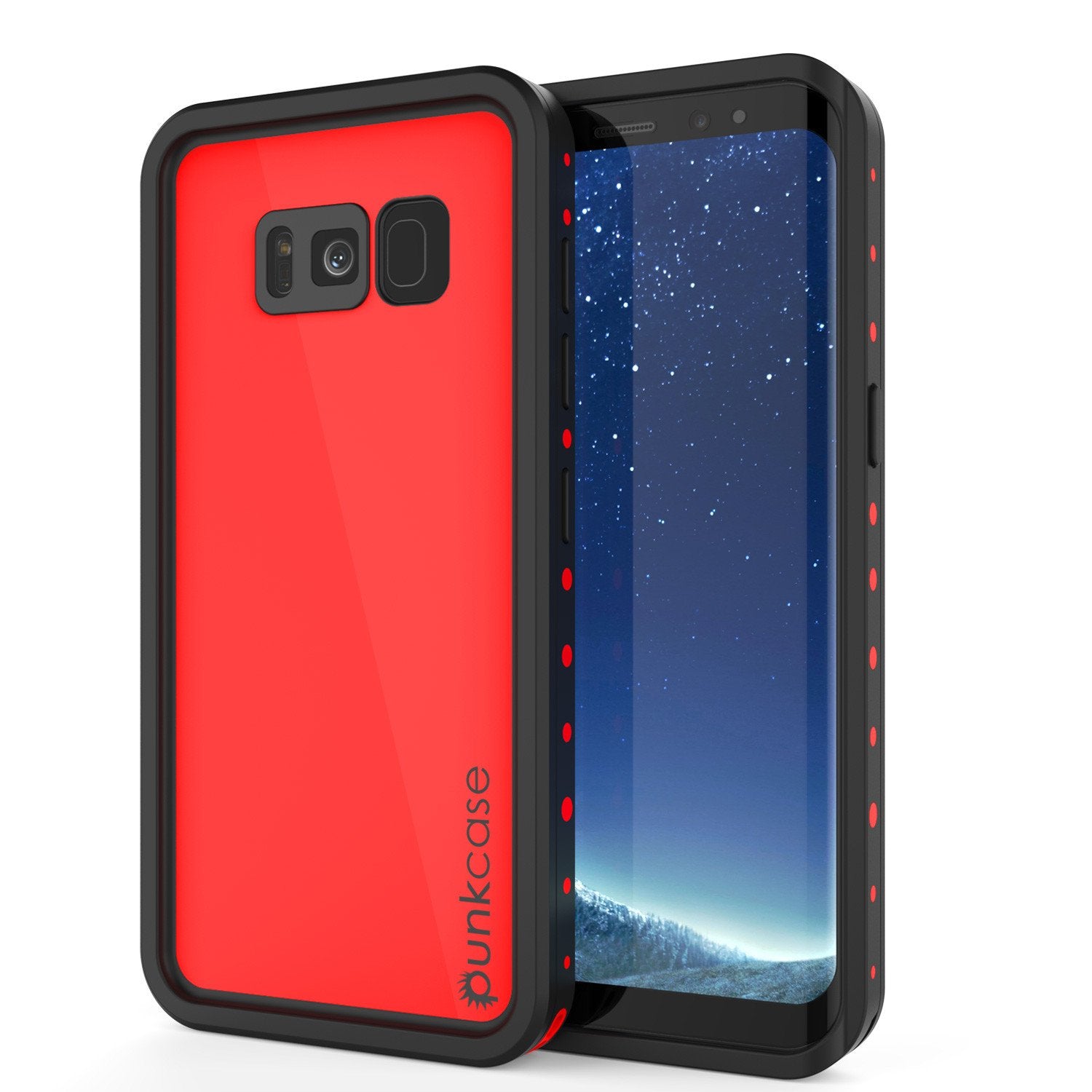 Galaxy S8 waterproof Case, Punkcase [StudStar Series] Slim Fit, RED