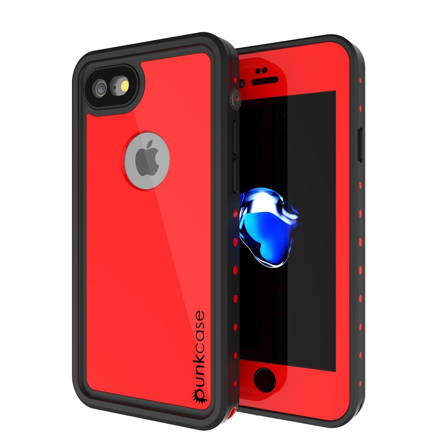 iPhone 8 Waterproof Case, Punkcase [Red] [StudStar Series] [Slim Fit] [IP68 Certified]  [Dirtproof] [Snowproof]