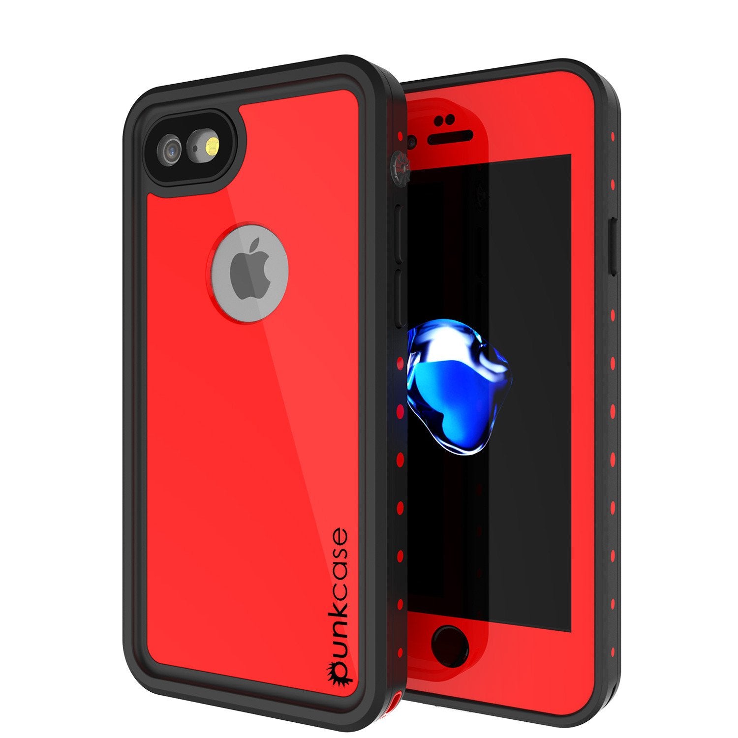 iPhone 7 Waterproof Case, Punkcase [Red] [StudStar Series] [Slim Fit] [IP68 Certified] [Shockproof] [Dirtproof] [Snowproof] Armor Cover for Apple iPhone 7 & 7s