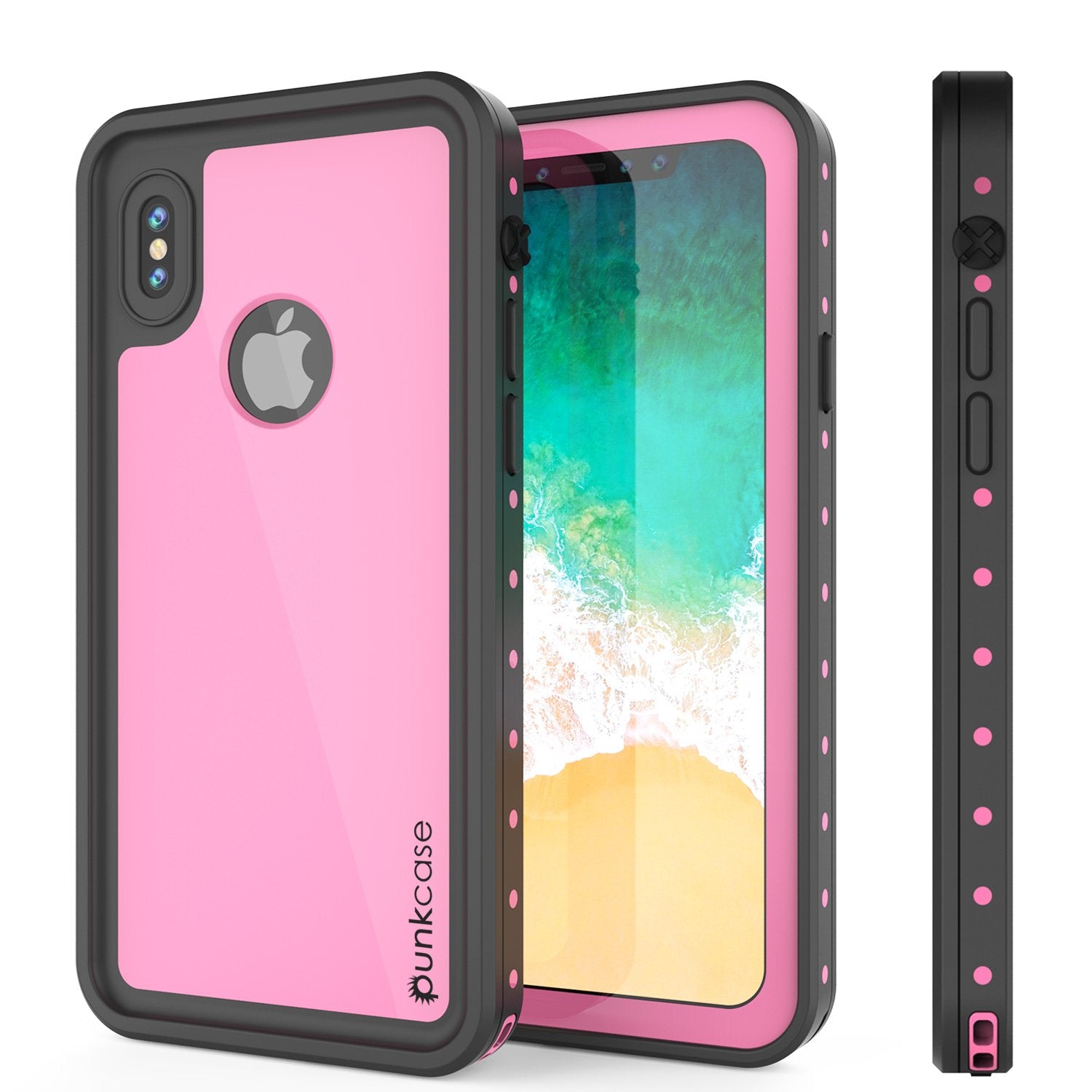 iPhone X Plus Waterproof Case, Punkcase StudStar Series Cover [Pink]