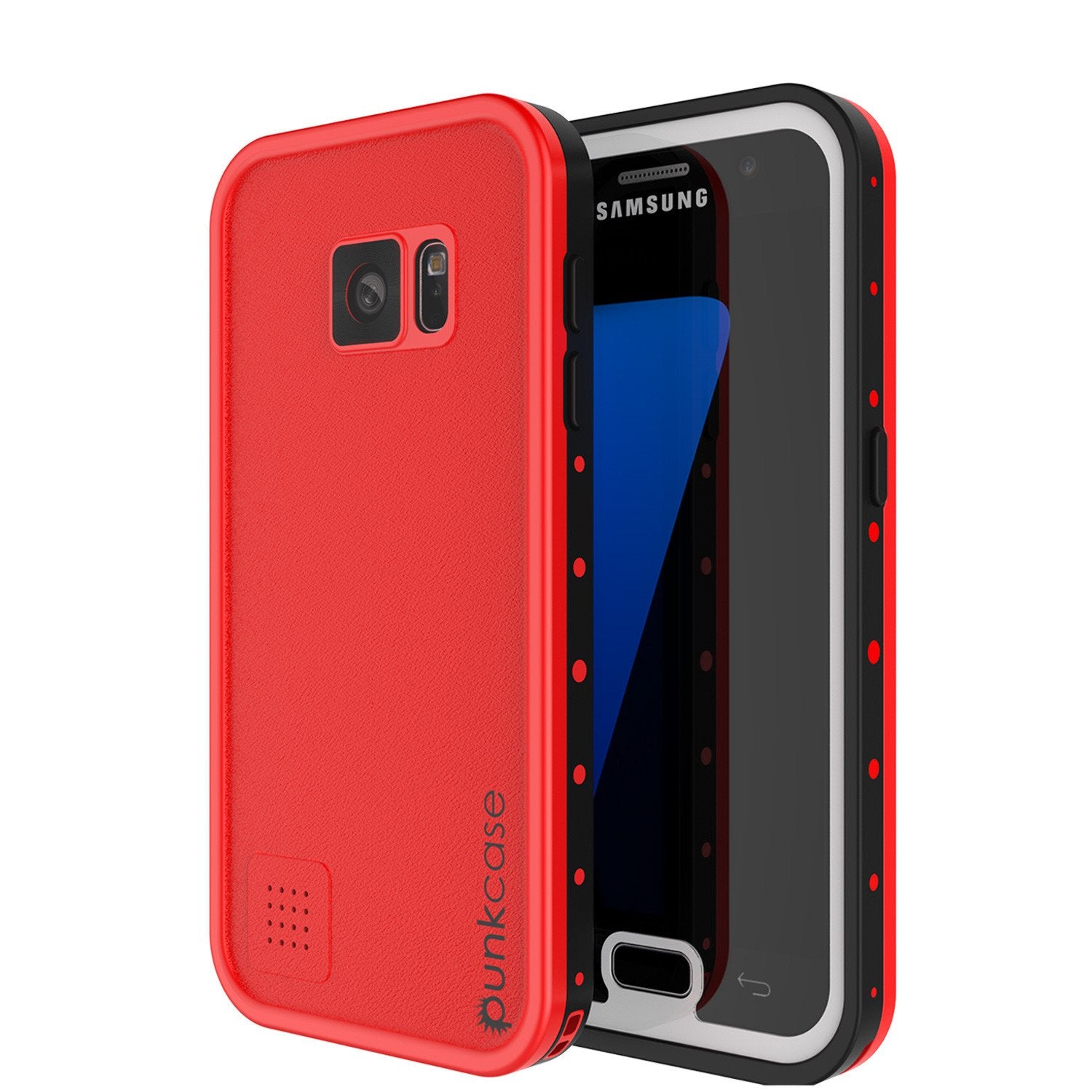 Galaxy S7 Waterproof Case PunkCase StudStar Red Thin 6.6ft Underwater IP68 Shock/Dirt/Snow Proof